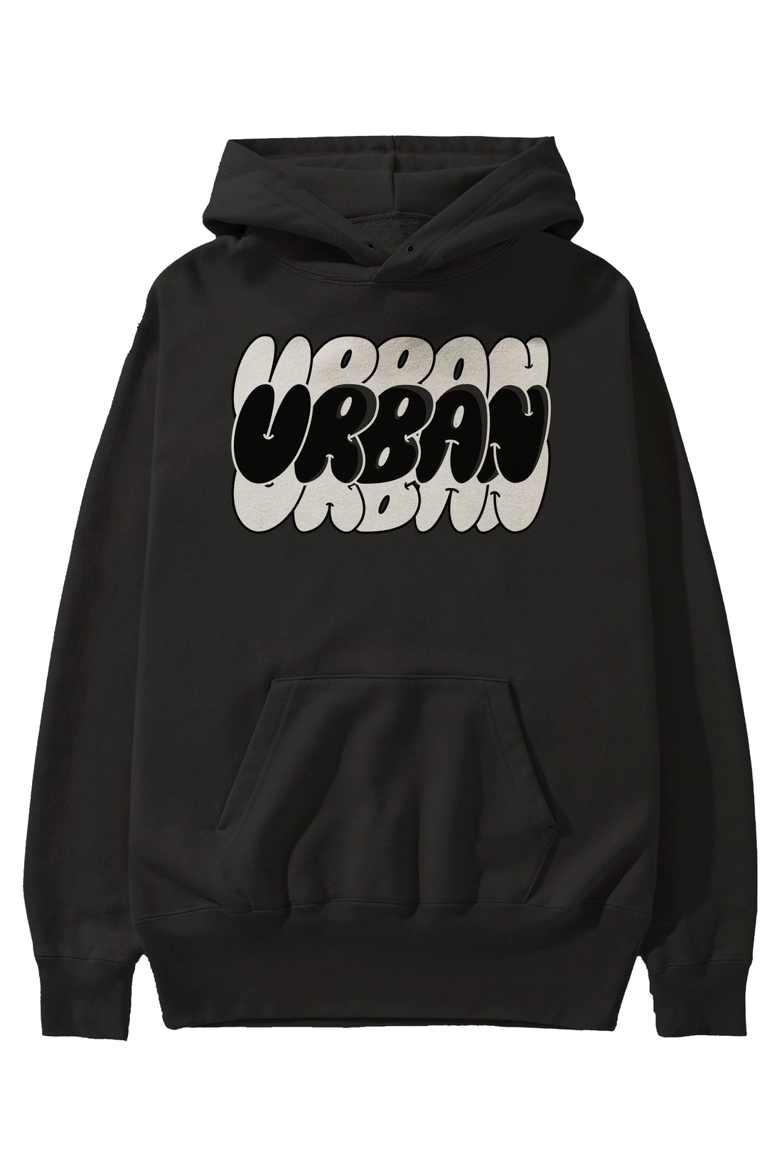 Urban Yazılı Ön Baskılı Oversize Hoodie Kapüşonlu Sweatshirt Erkek Kadın Unisex