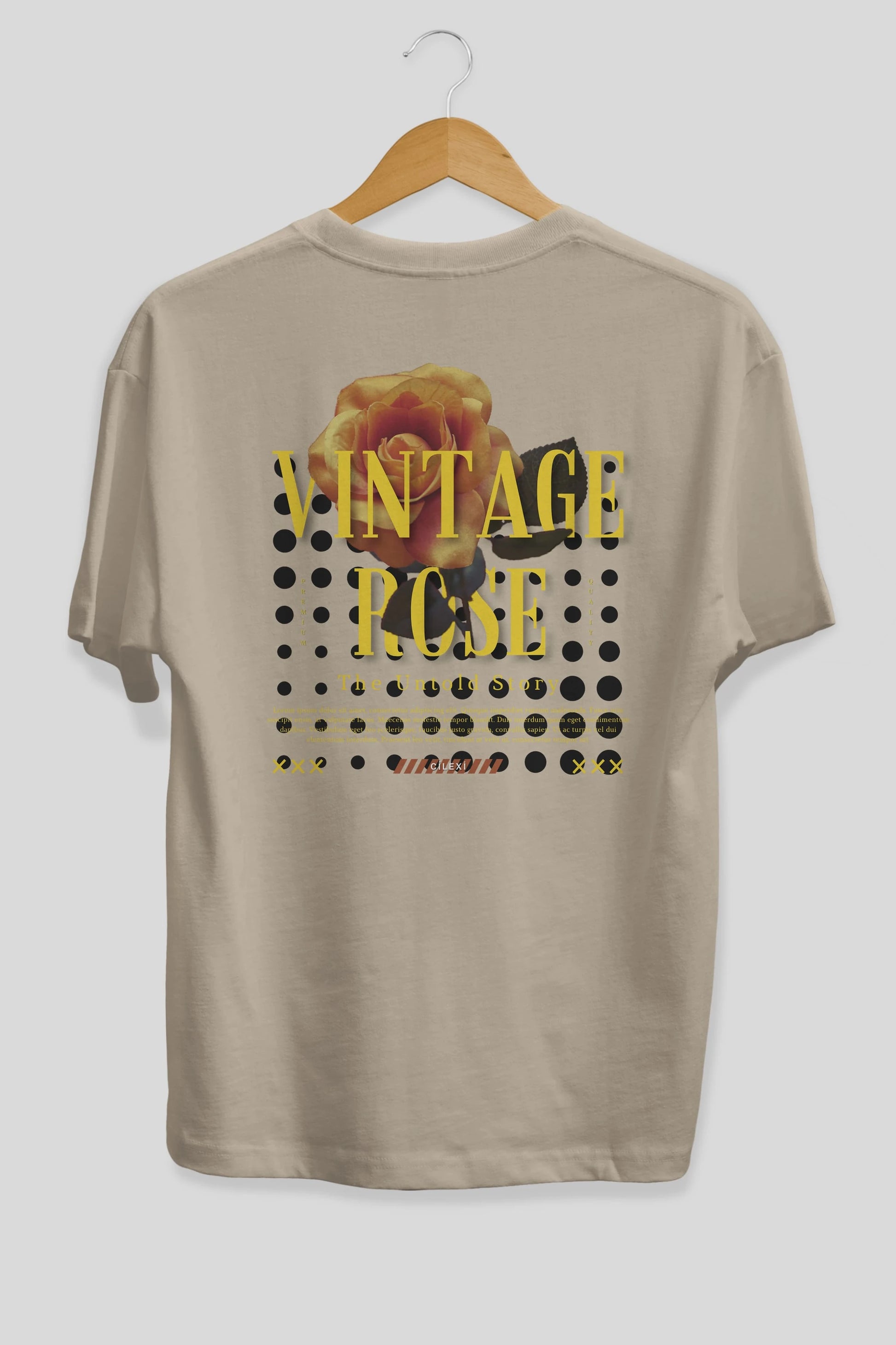 Vintage Rose Yazılı Arka Baskılı Oversize t-shirt Erkek Kadın Unisex
