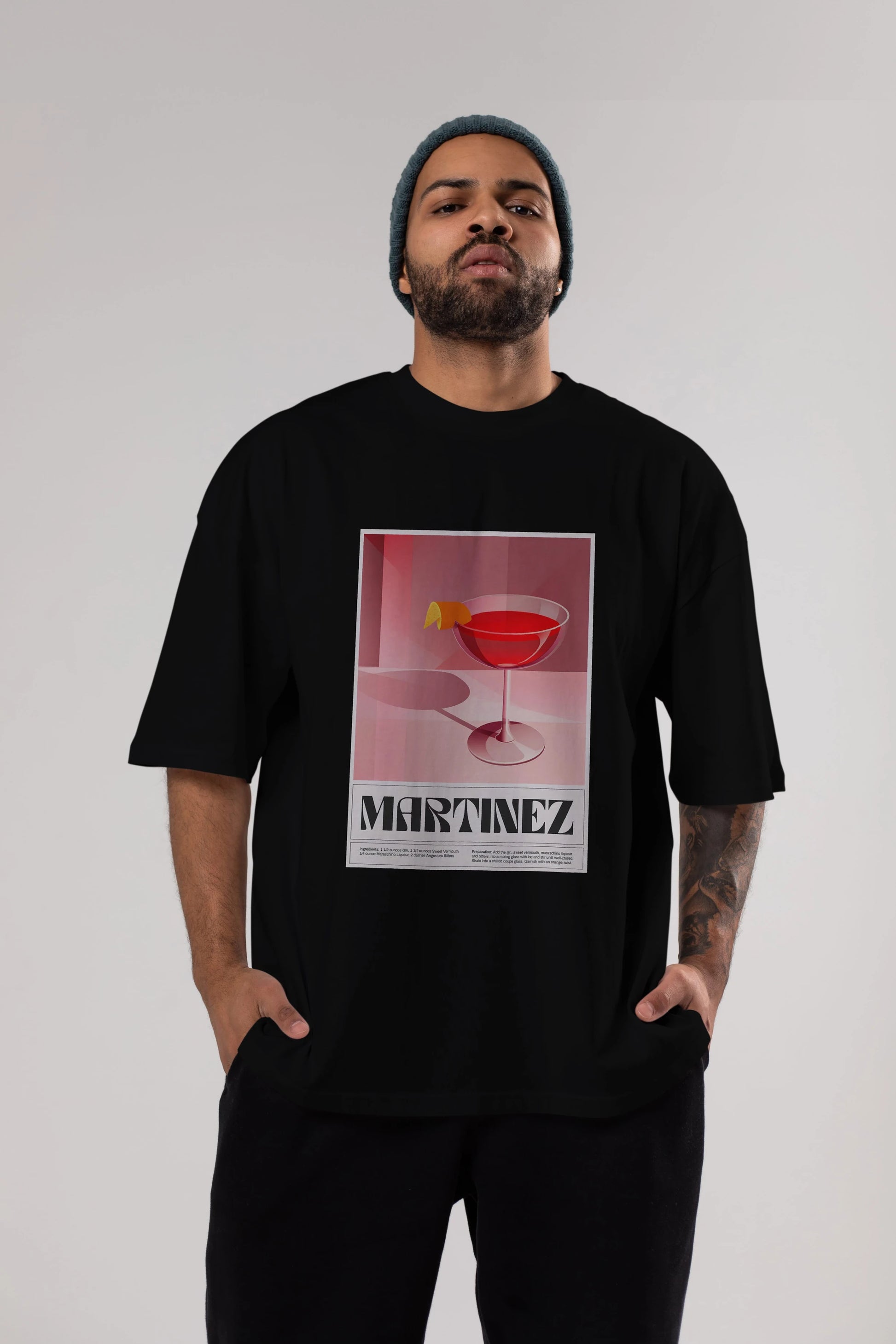 Martinez Ön Baskılı Oversize t-shirt Erkek Kadın Unisex %100 Pamuk Bisiklet Yaka tişort
