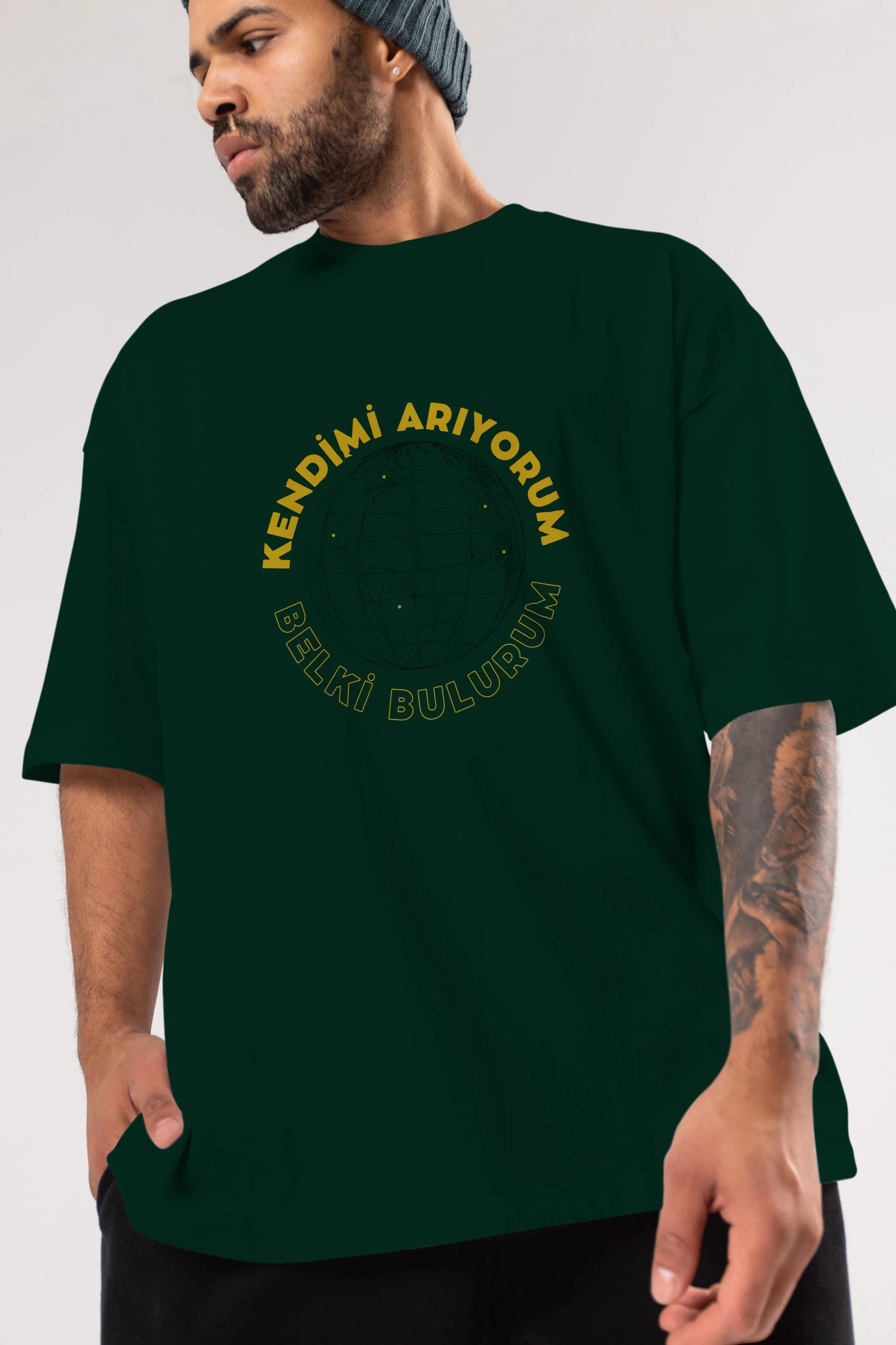 Kendimi Arıyorum Yazılı Ön Baskılı Oversize t-shirt Erkek Kadın Unisex