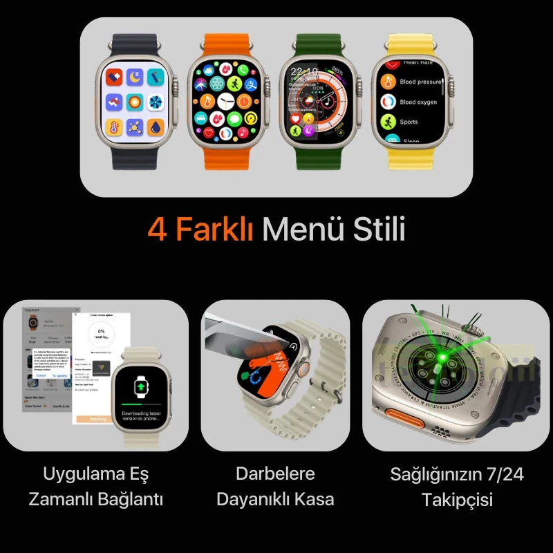 WATCH Ultra HK8 PRO MAX ( Toplamda 3 Kordonlu )