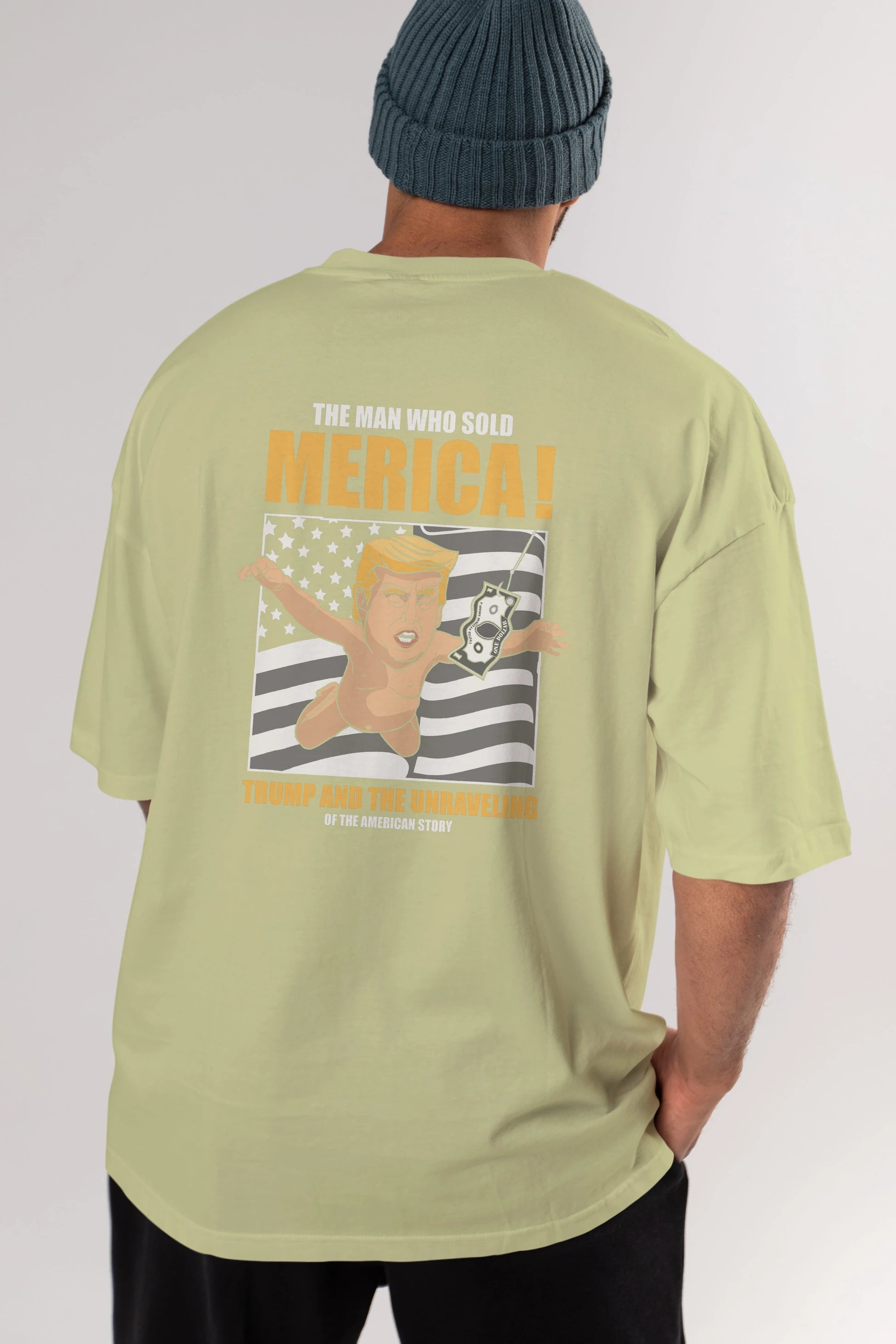 Trump Nirvana Arka Baskılı Oversize t-shirt Erkek Kadın Unisex %100 Pamuk tişort