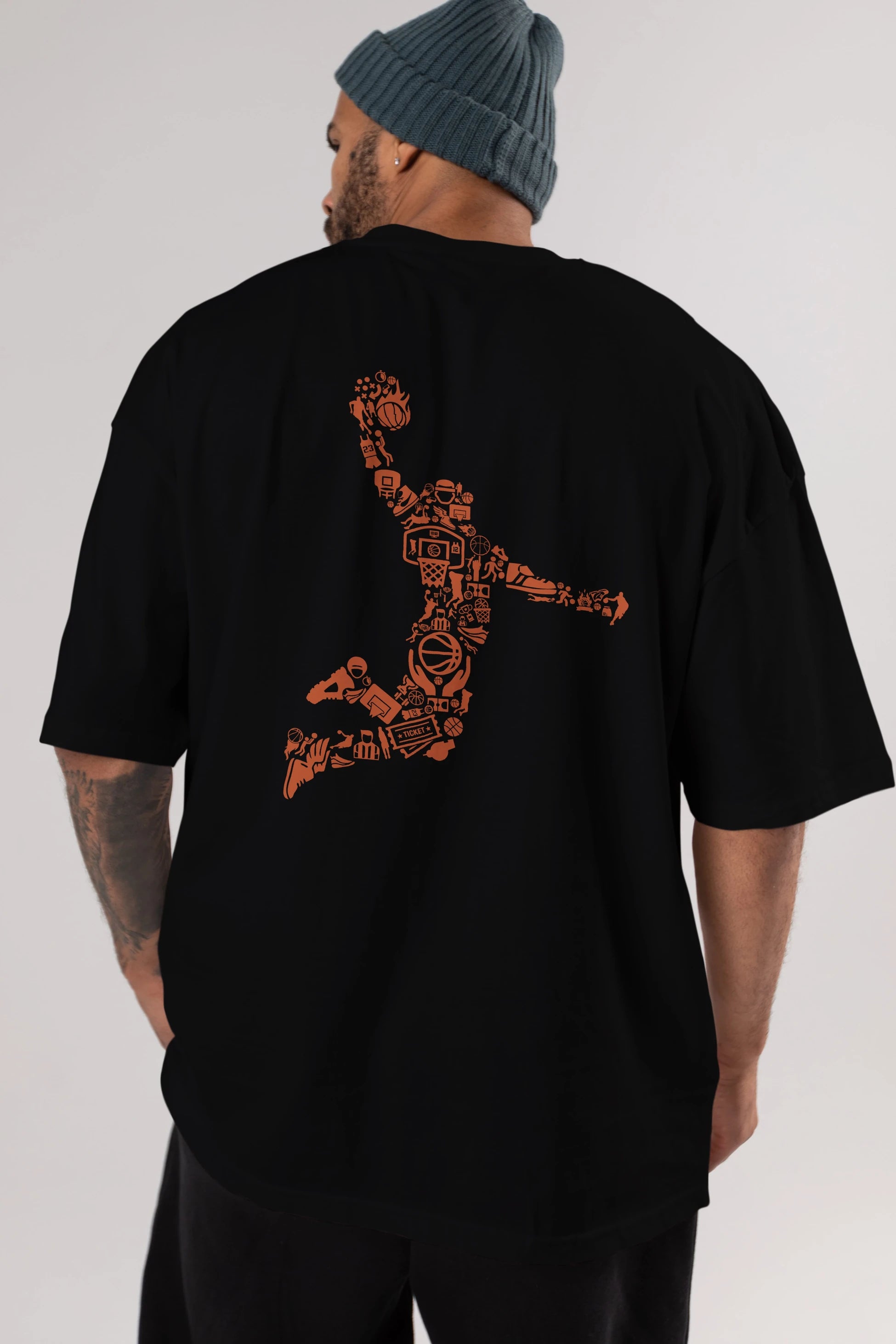 Basketball Player Arka Baskılı Oversize t-shirt %100 pamuk Erkek Kadın Unisex
