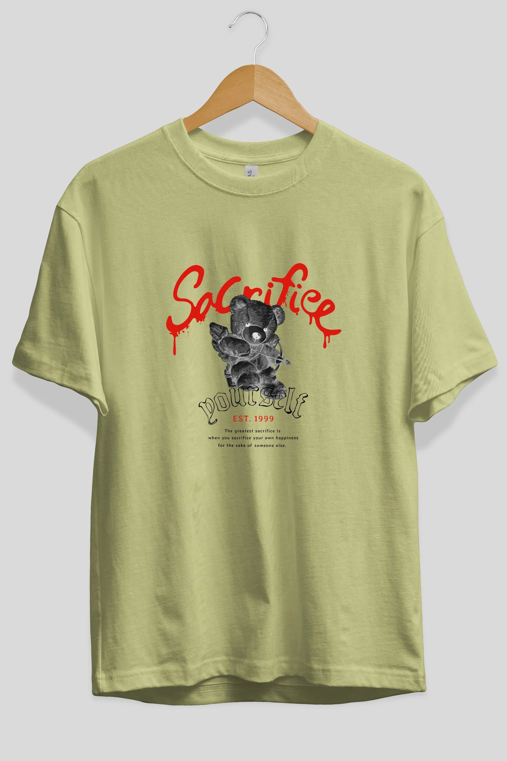 Sacrifice Yourself Bear Ön Baskılı Oversize t-shirt Erkek Kadın Unisex