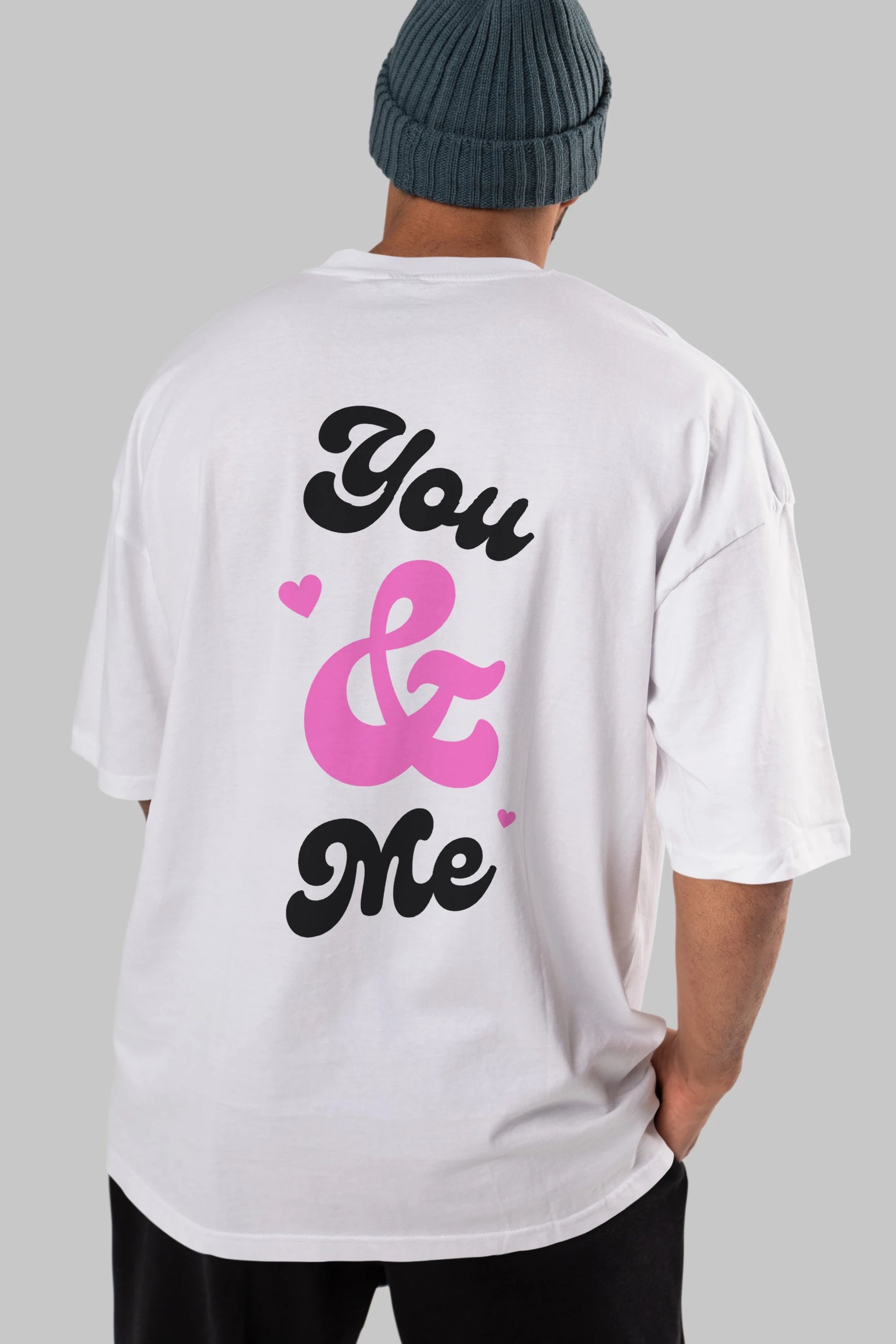 You and Me Yazılı Arka Baskılı Oversize t-shirt Erkek Kadın Unisex