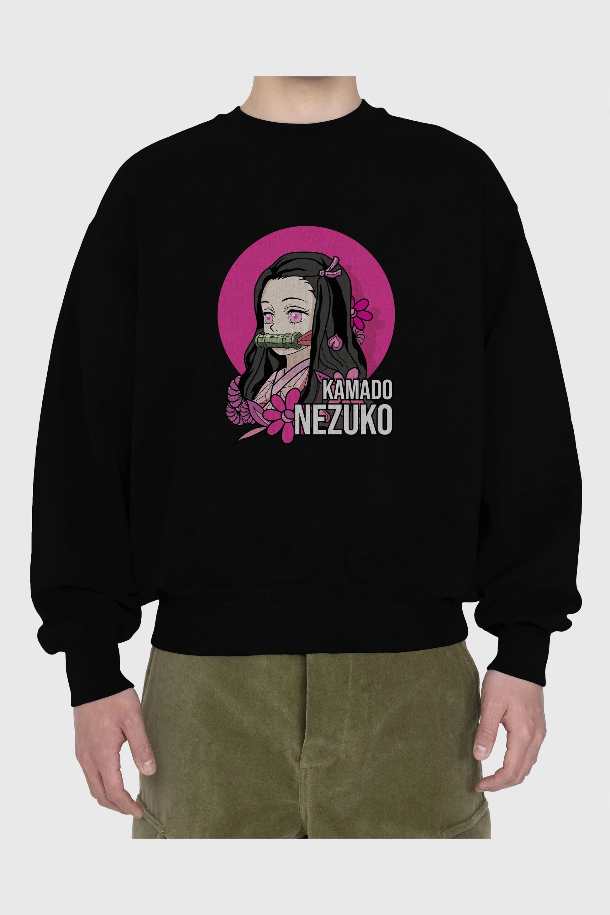 Nezuko Kamado 2 Anime Ön Baskılı Oversize Sweatshirt Erkek Kadın Unisex