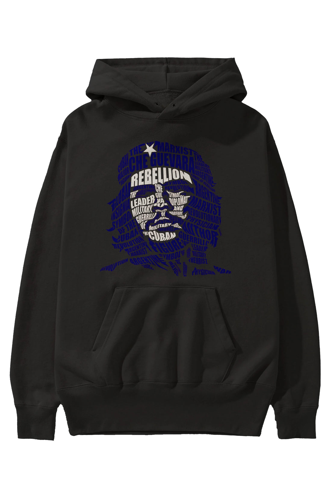 Che Guevara Calligram Ön Baskılı Hoodie Oversize Kapüşonlu Sweatshirt Erkek Kadın Unisex