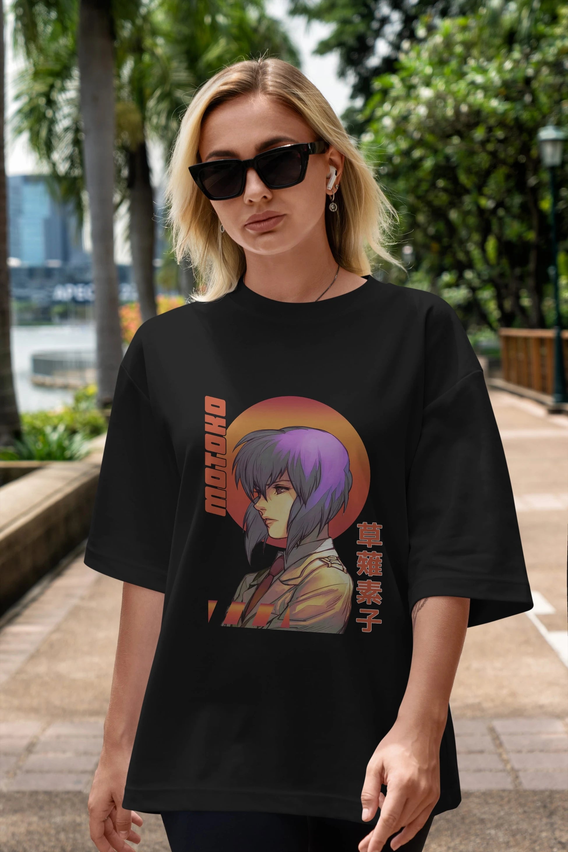 Motoko Kusanagi 10 Anime Ön Baskılı Oversize t-shirt %100 pamuk Erkek Kadın Unisex