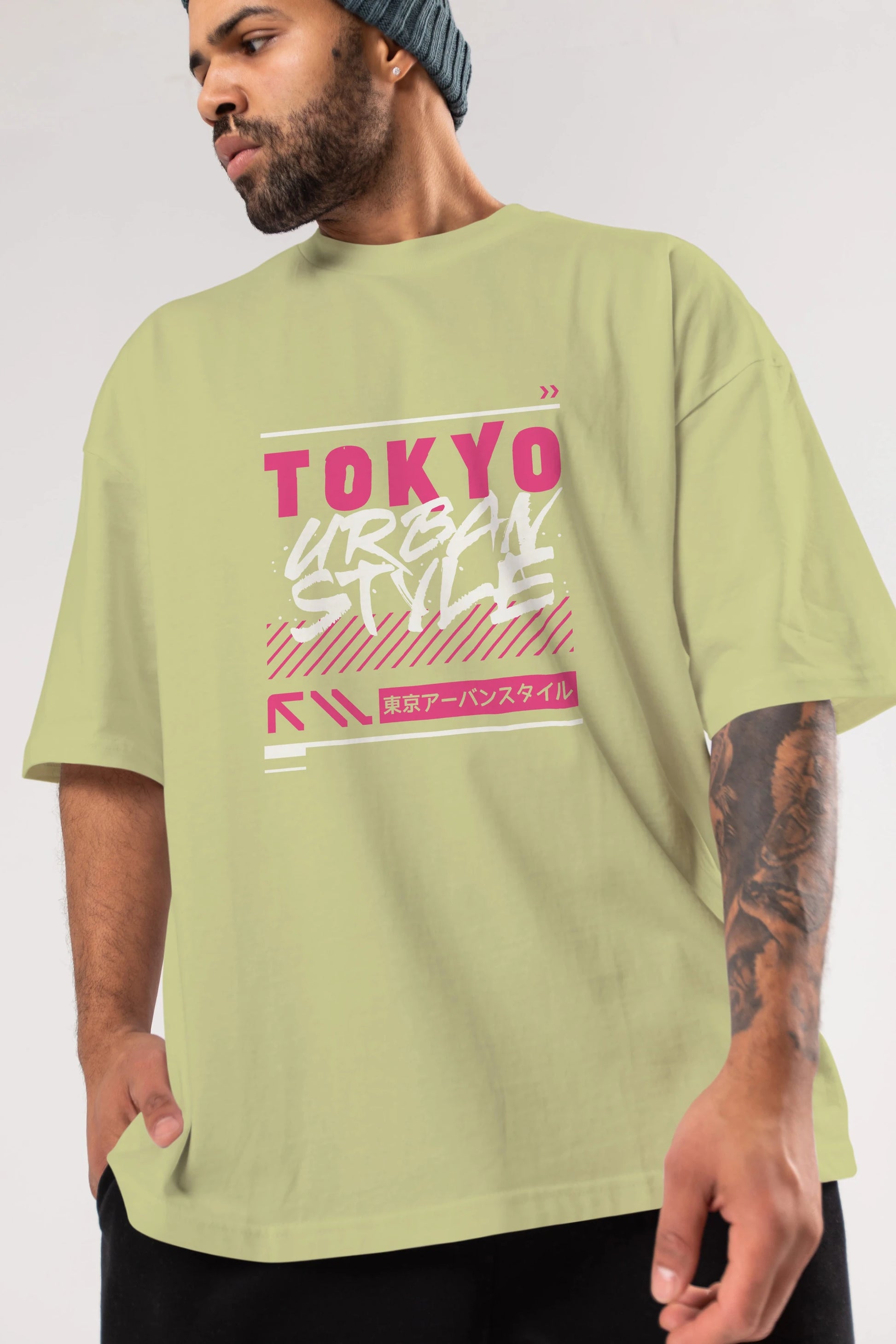 Tokyo Urban Style Ön Baskılı Oversize t-shirt Erkek Kadın Unisex