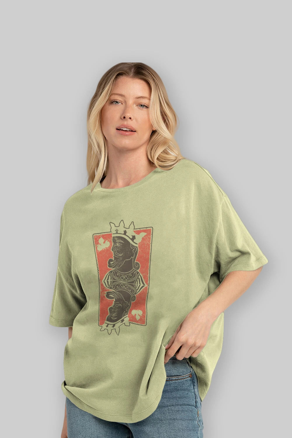 King Streetwear Ön Baskılı Oversize t-shirt Erkek Kadın Unisex