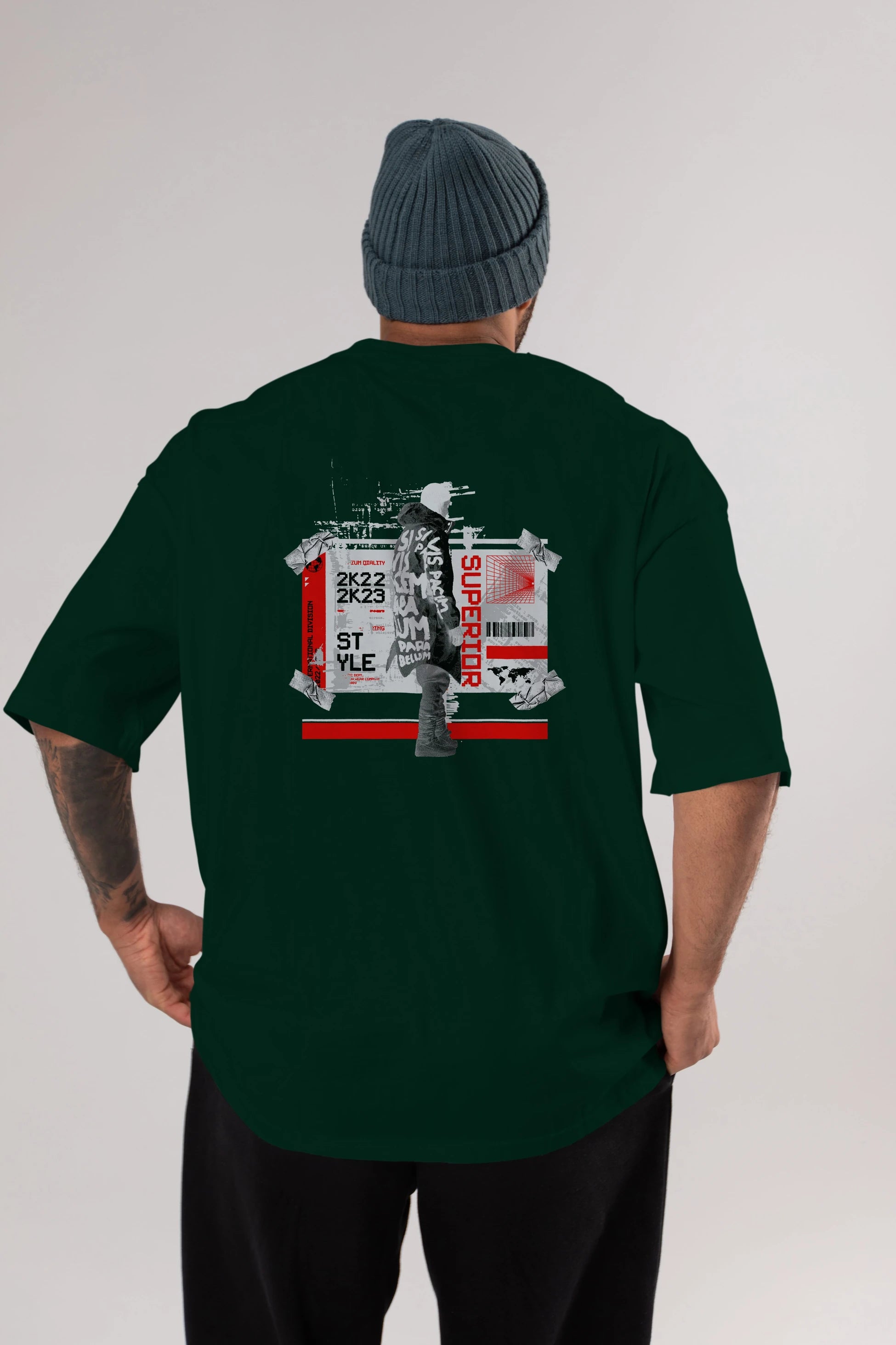 Superior Arka Baskılı Oversize t-shirt Erkek Kadın Unisex