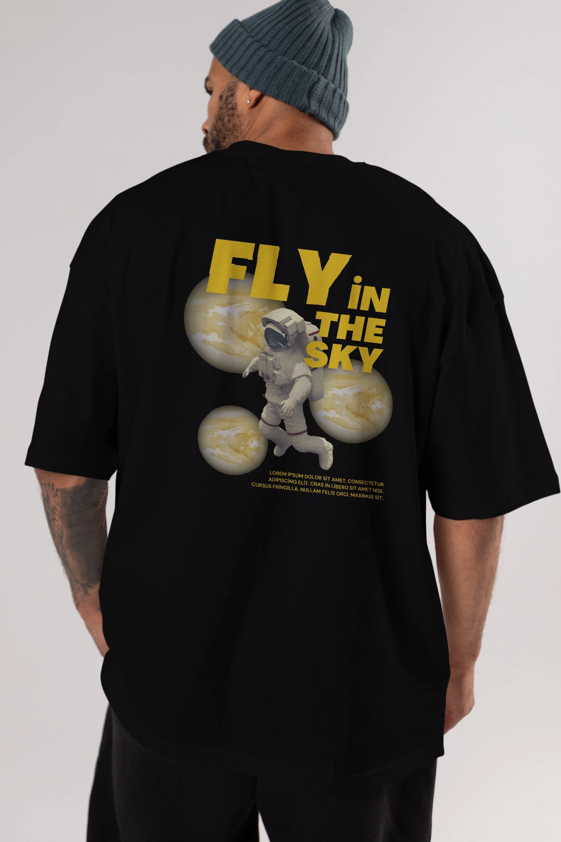 Fly in The Sky Arka Baskılı Oversize t-shirt Erkek Kadın Unisex