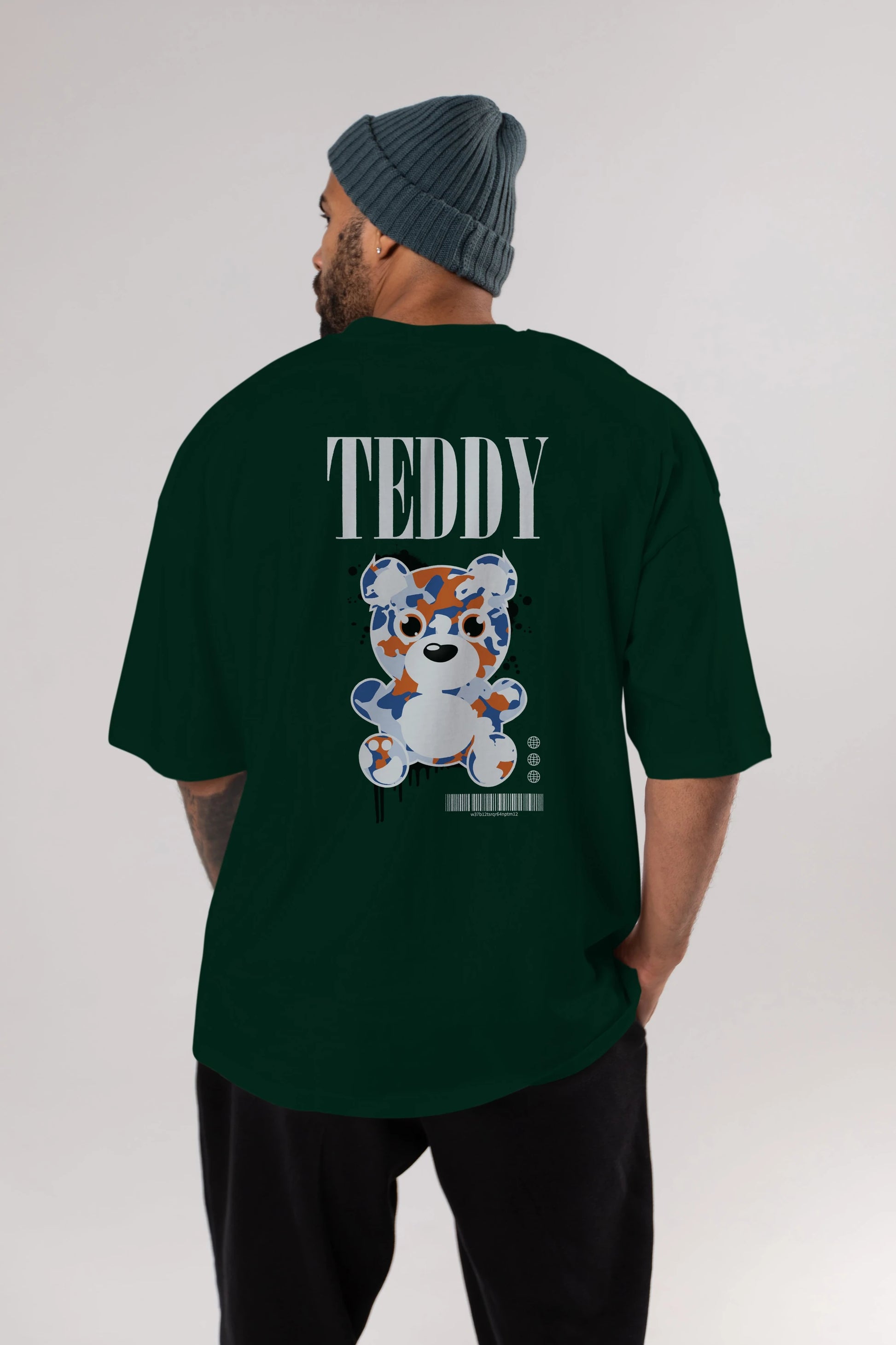 Teddy Bear Streetwear Arka Baskılı Oversize t-shirt Erkek Kadın Unisex