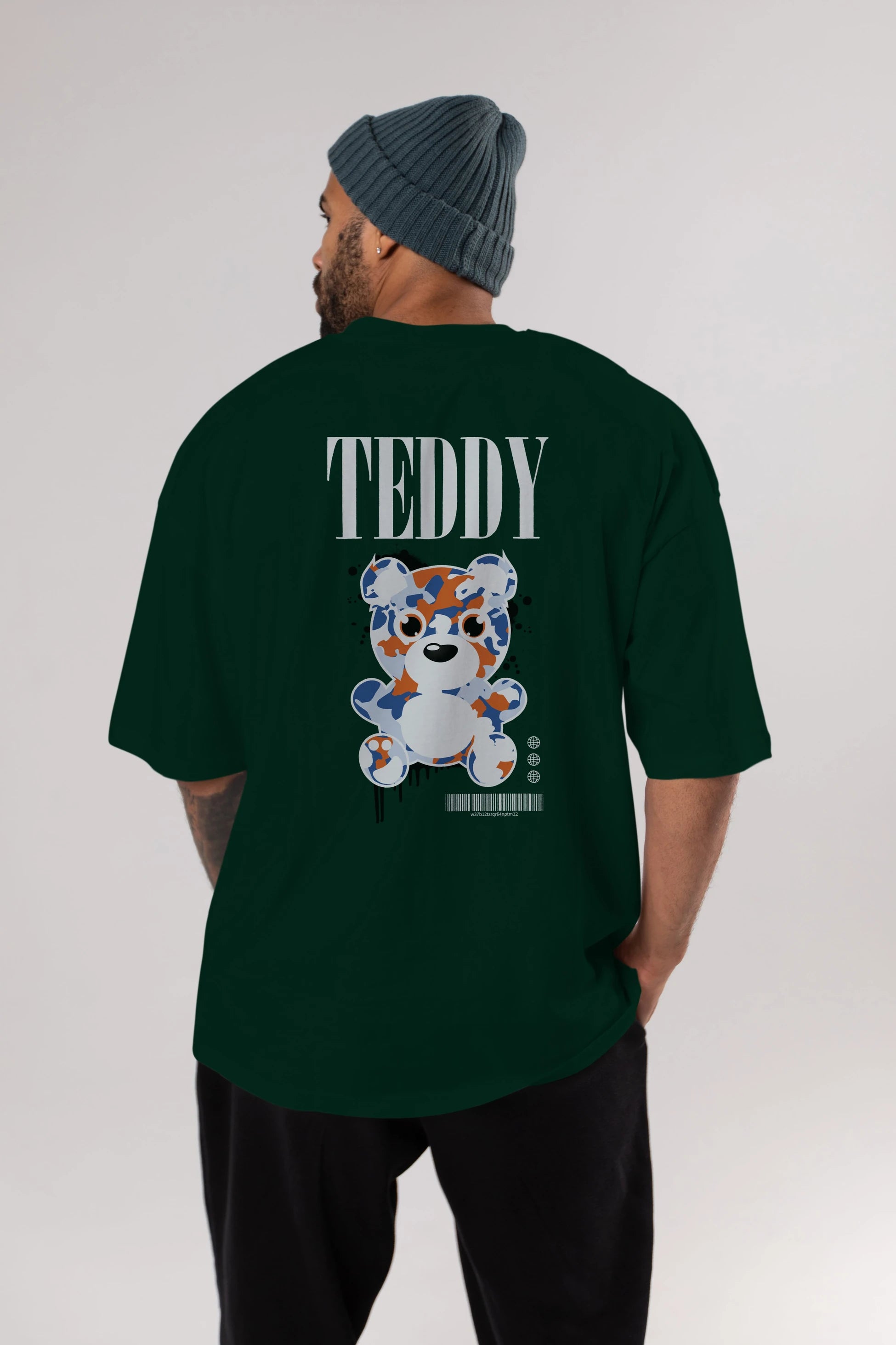 Teddy Bear Streetwear Arka Baskılı Oversize t-shirt Erkek Kadın Unisex