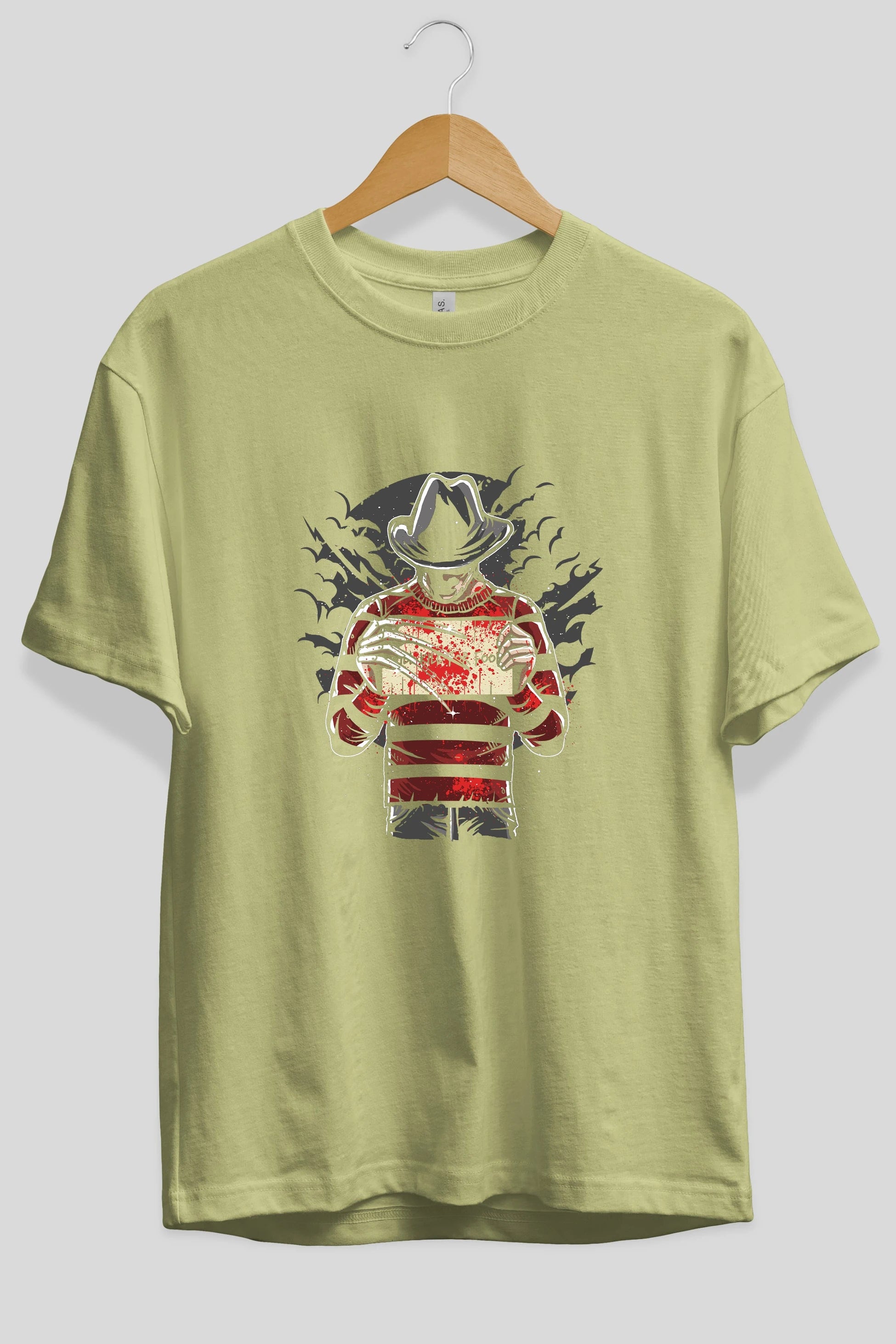 Freddy Will Kill For Food Ön Baskılı Oversize t-shirt Erkek Kadın Unisex %100 Pamuk tişort
