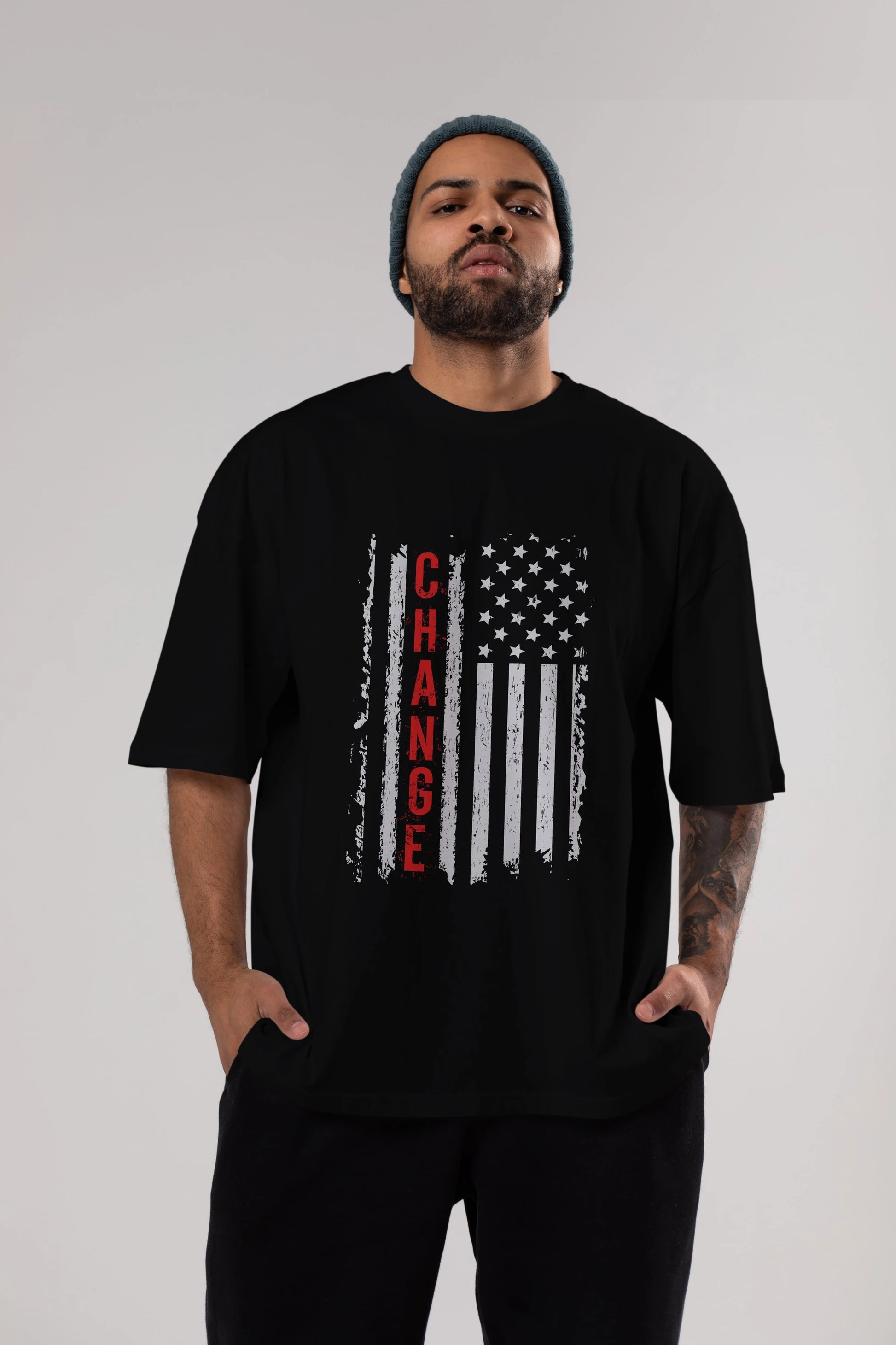 Change Ön Baskılı Oversize t-shirt Erkek Kadın Unisex