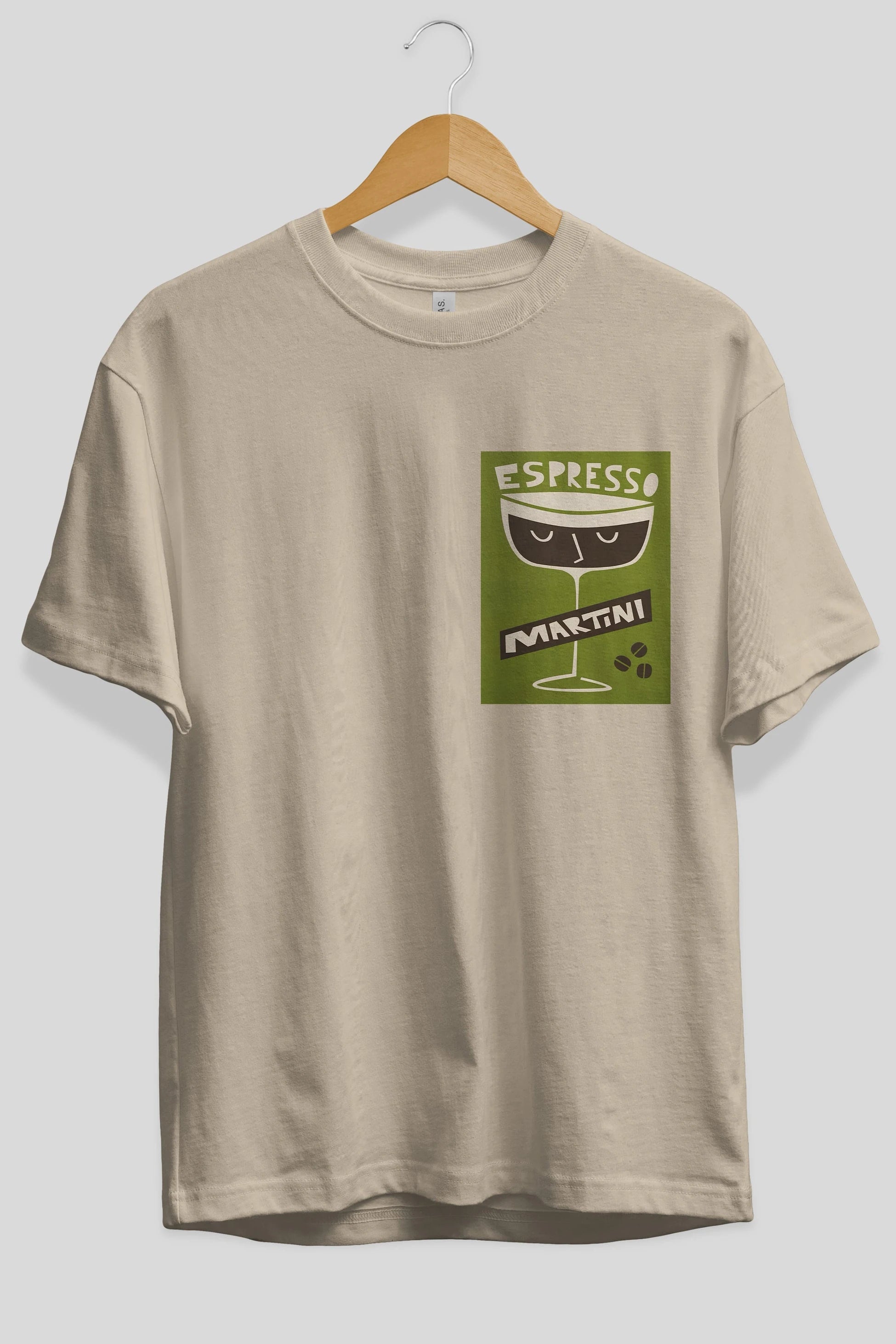 Espresso Martini 2 Ön Sol Baskılı Oversize t-shirt Erkek Kadın Unisex %100 Pamuk Bisiklet Yaka tişort