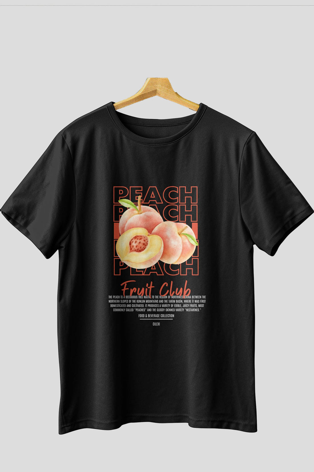 Peach Ön Baskılı Oversize t-shirt Erkek Kadın Pamuk Bisiklet Yaka tişort
