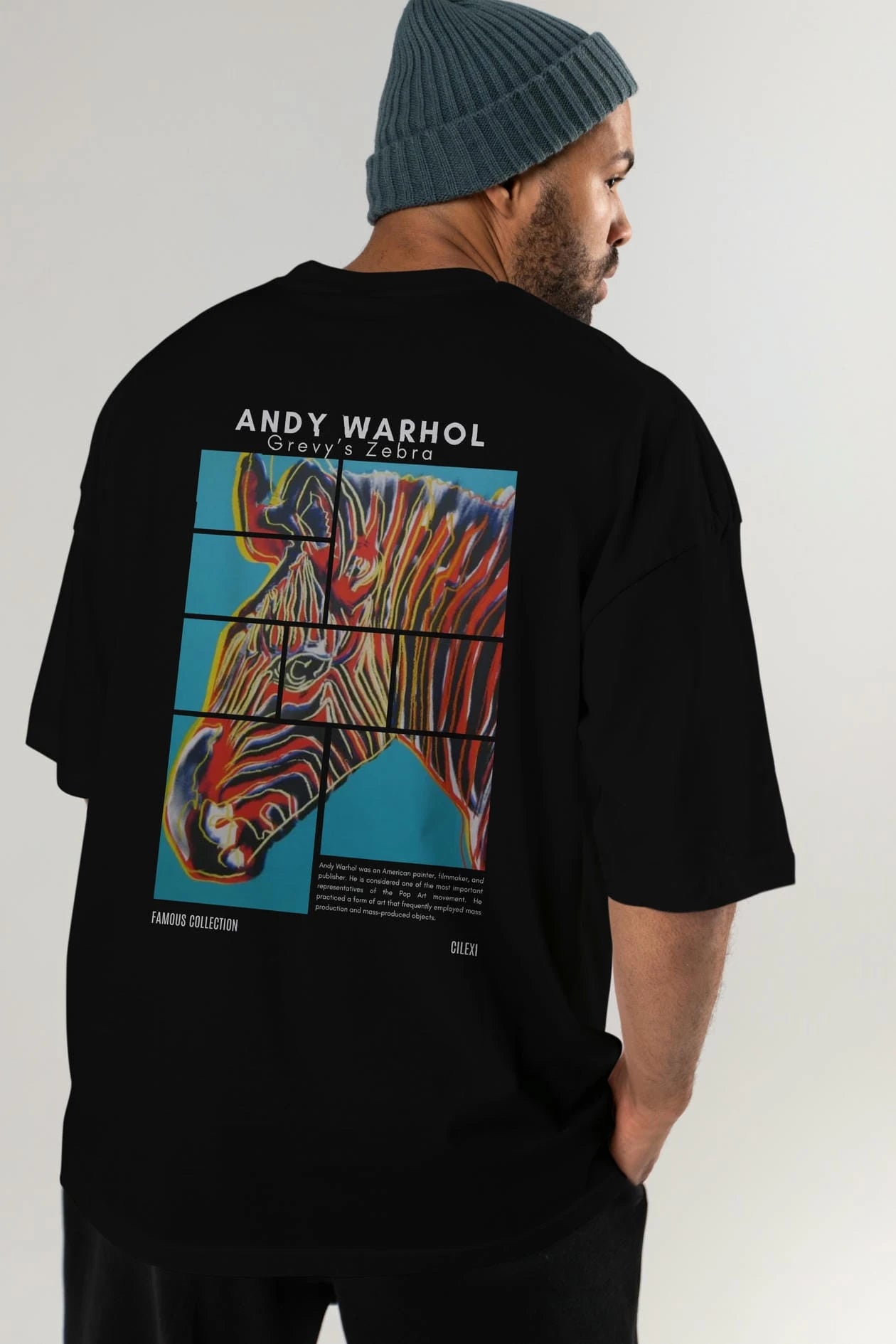 Andy Warhol Arka Baskılı Oversize t-shirt Erkek Kadın Bisiklet Yaka Pamuk tişort