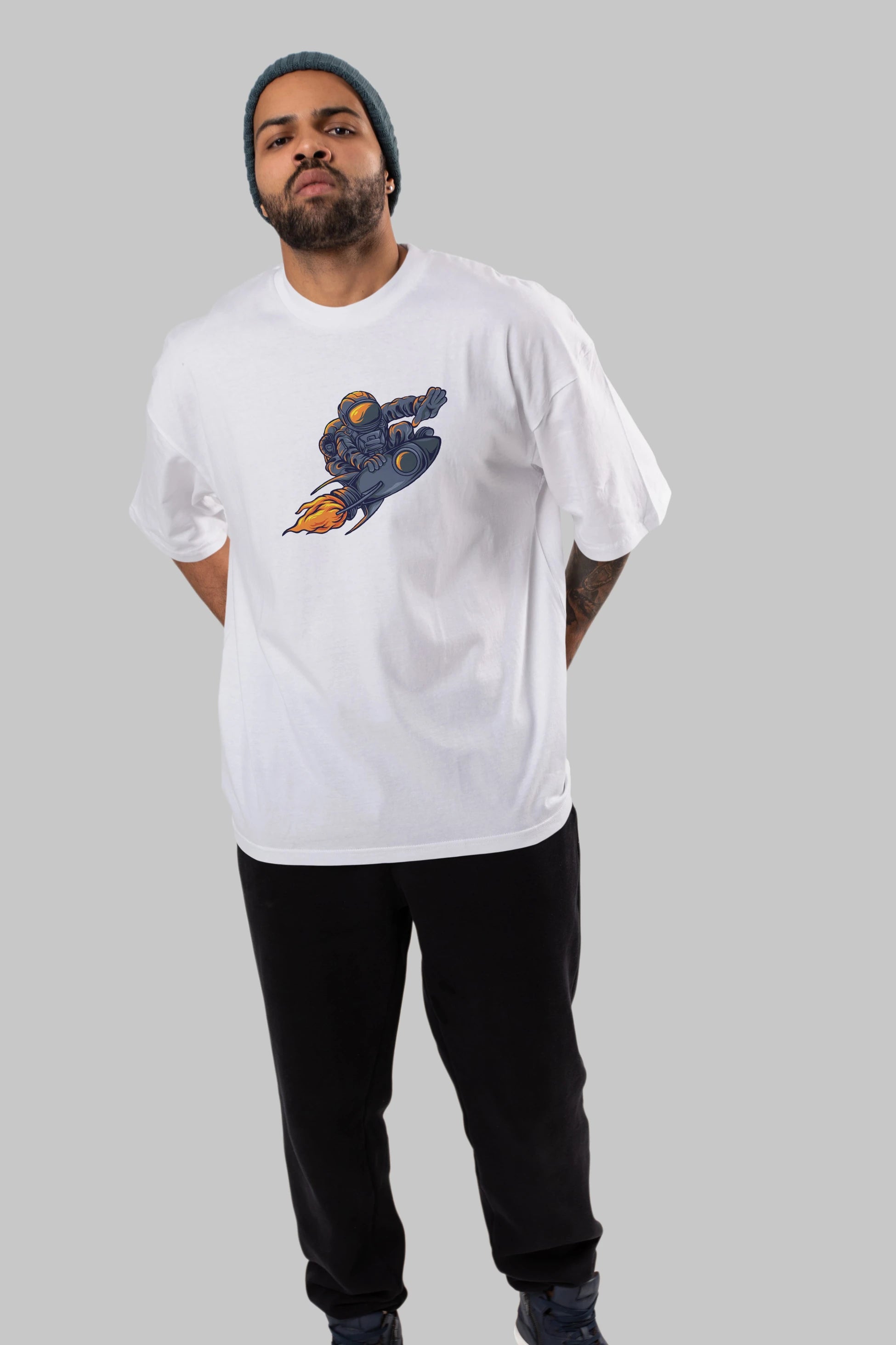 Astrocket Illustration Tshirt Ön Baskılı Oversize t-shirt Erkek Kadın Unisex