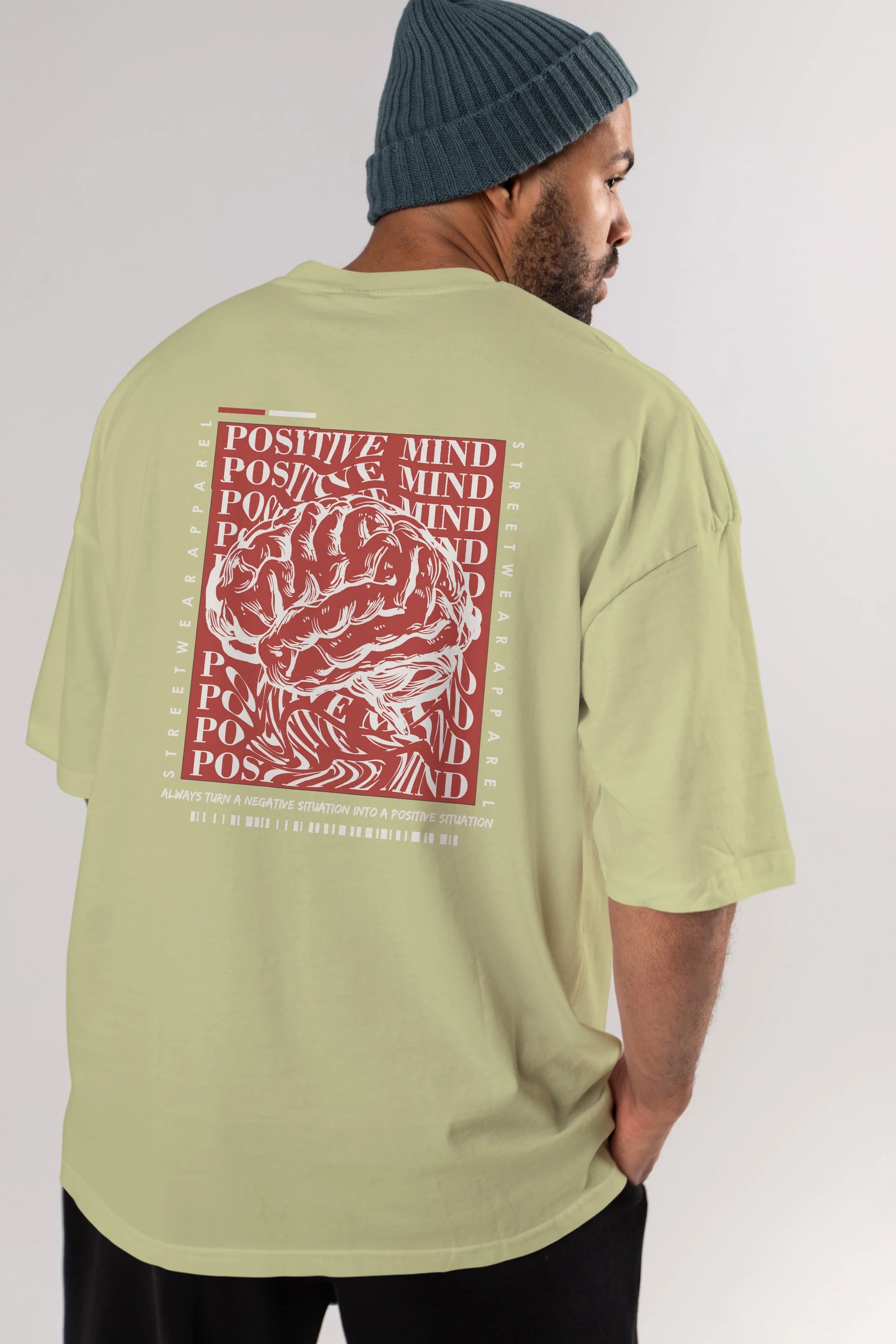 Positive Mind Arka Baskılı Oversize t-shirt Erkek Kadın Unisex