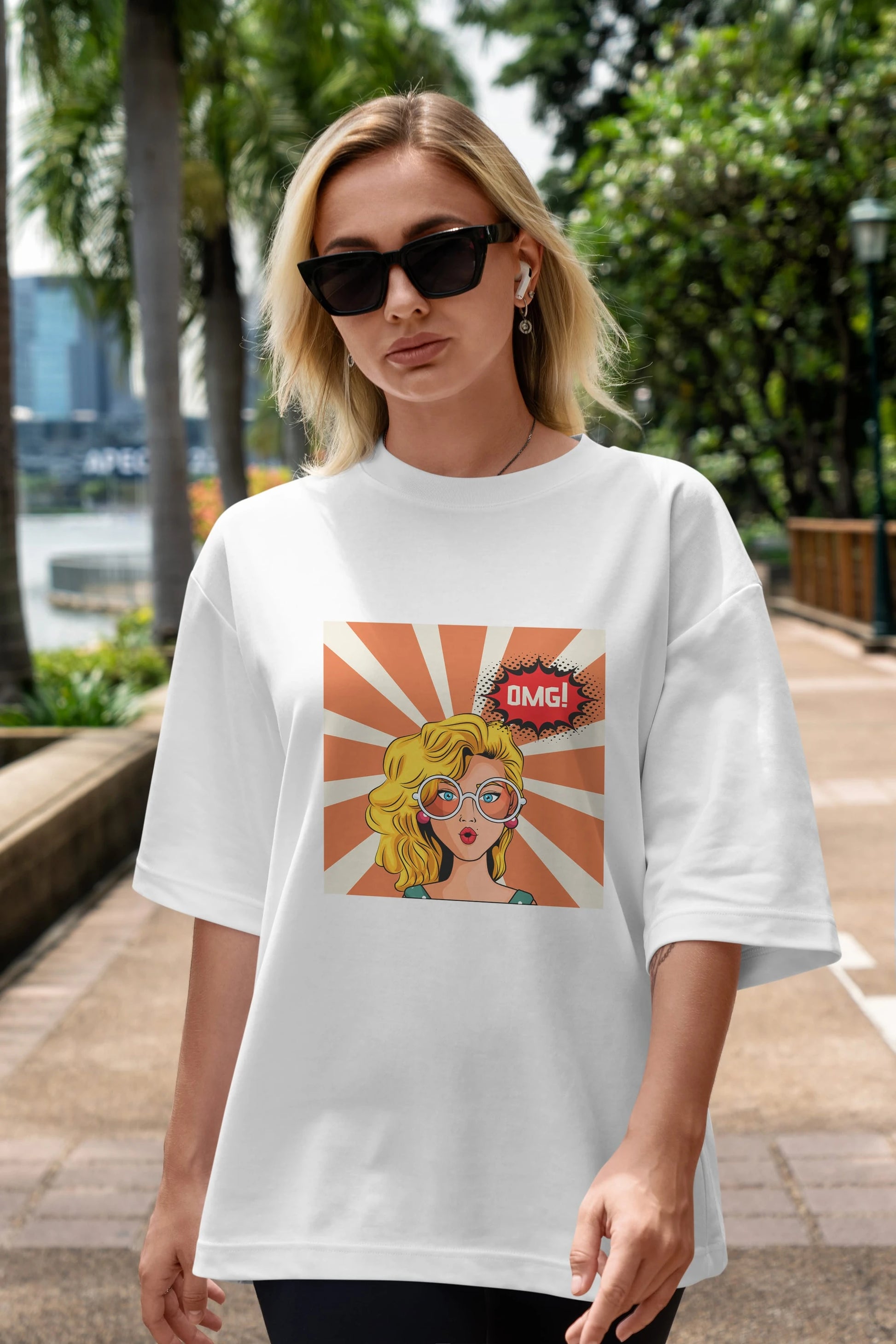 OMG Yazılı Retro Ön Baskılı Oversize t-shirt Erkek Kadın Unisex