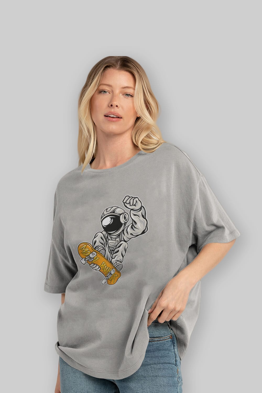 Moon Runner Ön Baskılı Oversize t-shirt Erkek Kadın Unisex