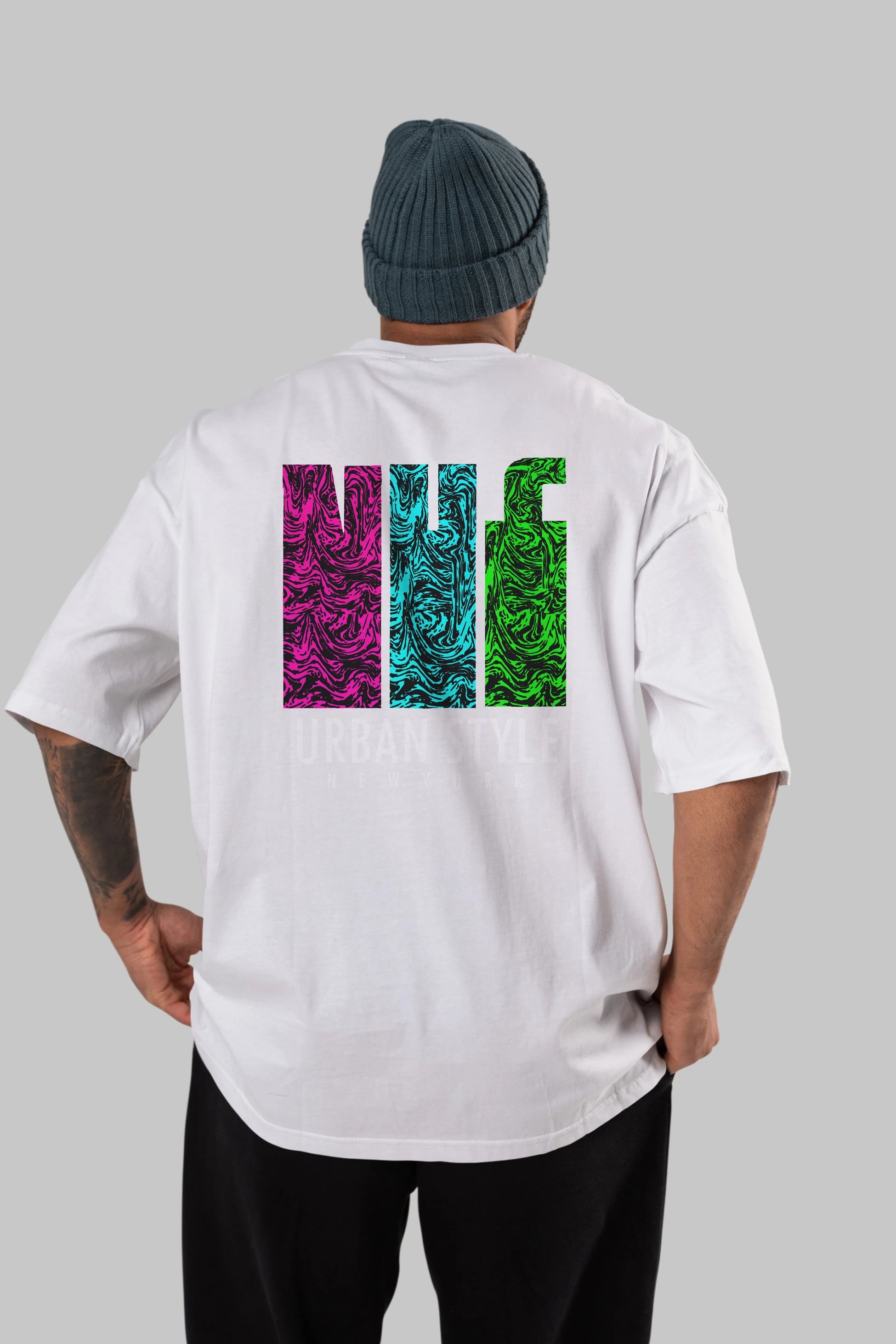 Urban Style Newyork Arka Baskılı Oversize t-shirt Erkek Kadın Unisex