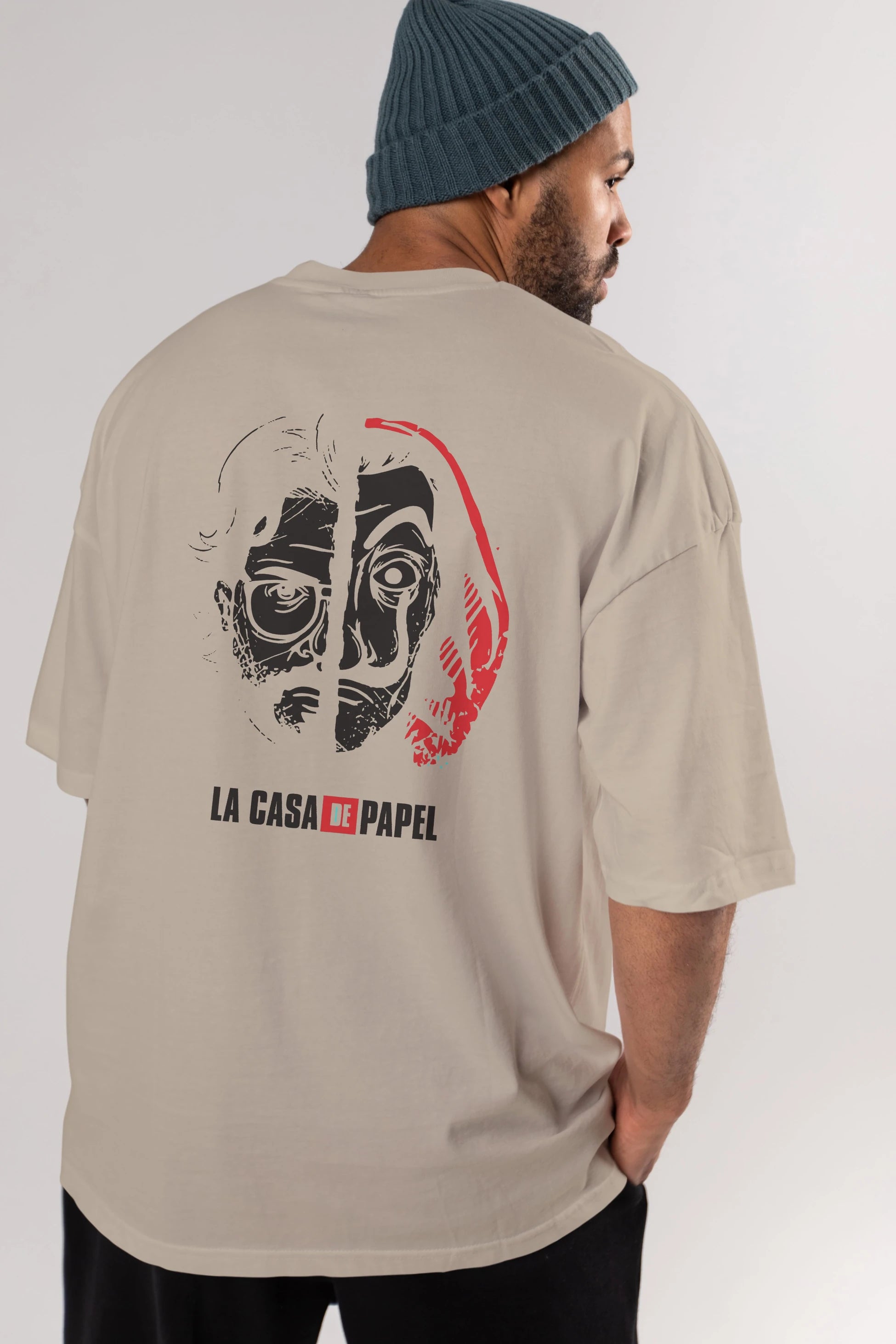 La Casa De Papel (9) Arka Baskılı Oversize t-shirt Erkek Kadın Unisex %100 Pamuk Bisiklet Yaka tişort