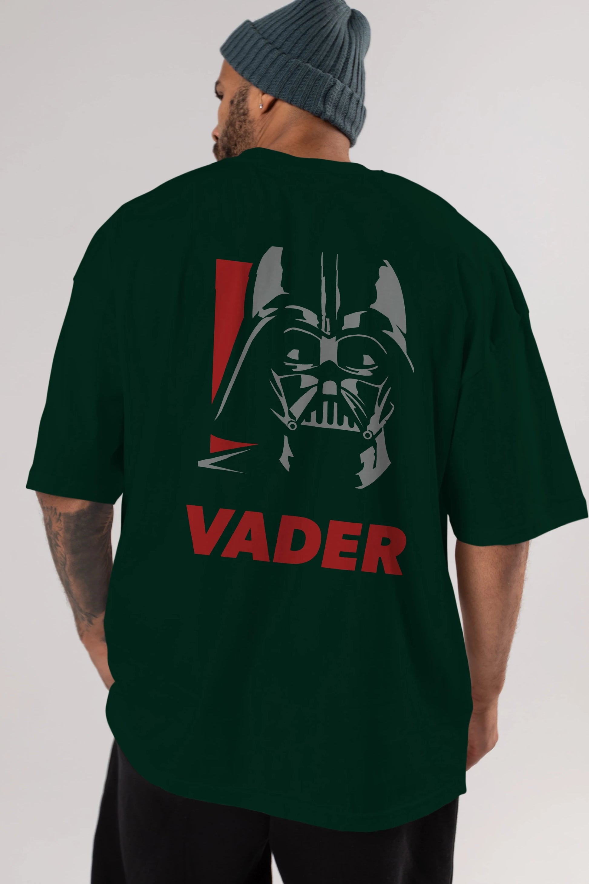 Darth Vader Arka Baskılı Oversize t-shirt Erkek Kadın Unisex %100 Pamuk Bisiklet Yaka tişort