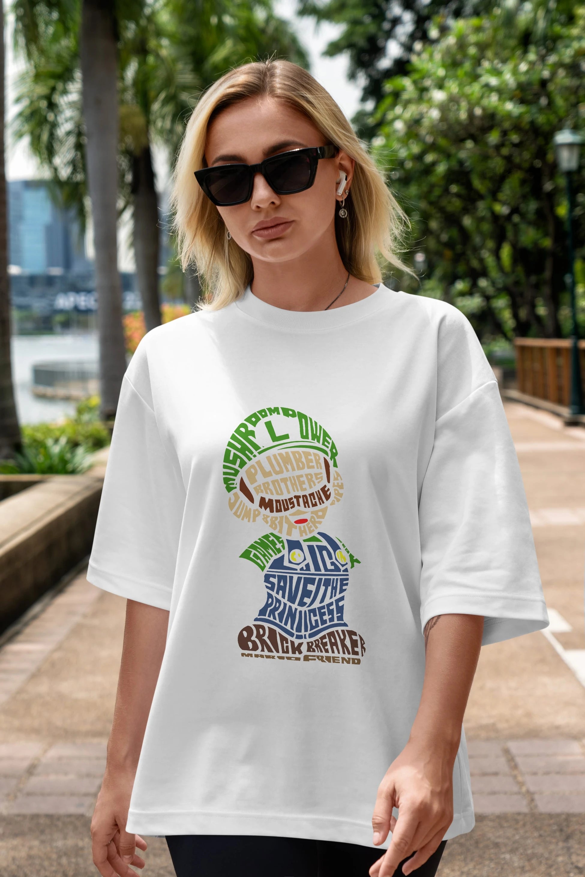 Plumber Brothers Ön Baskılı Oversize t-shirt %100 pamuk Erkek Kadın Unisex