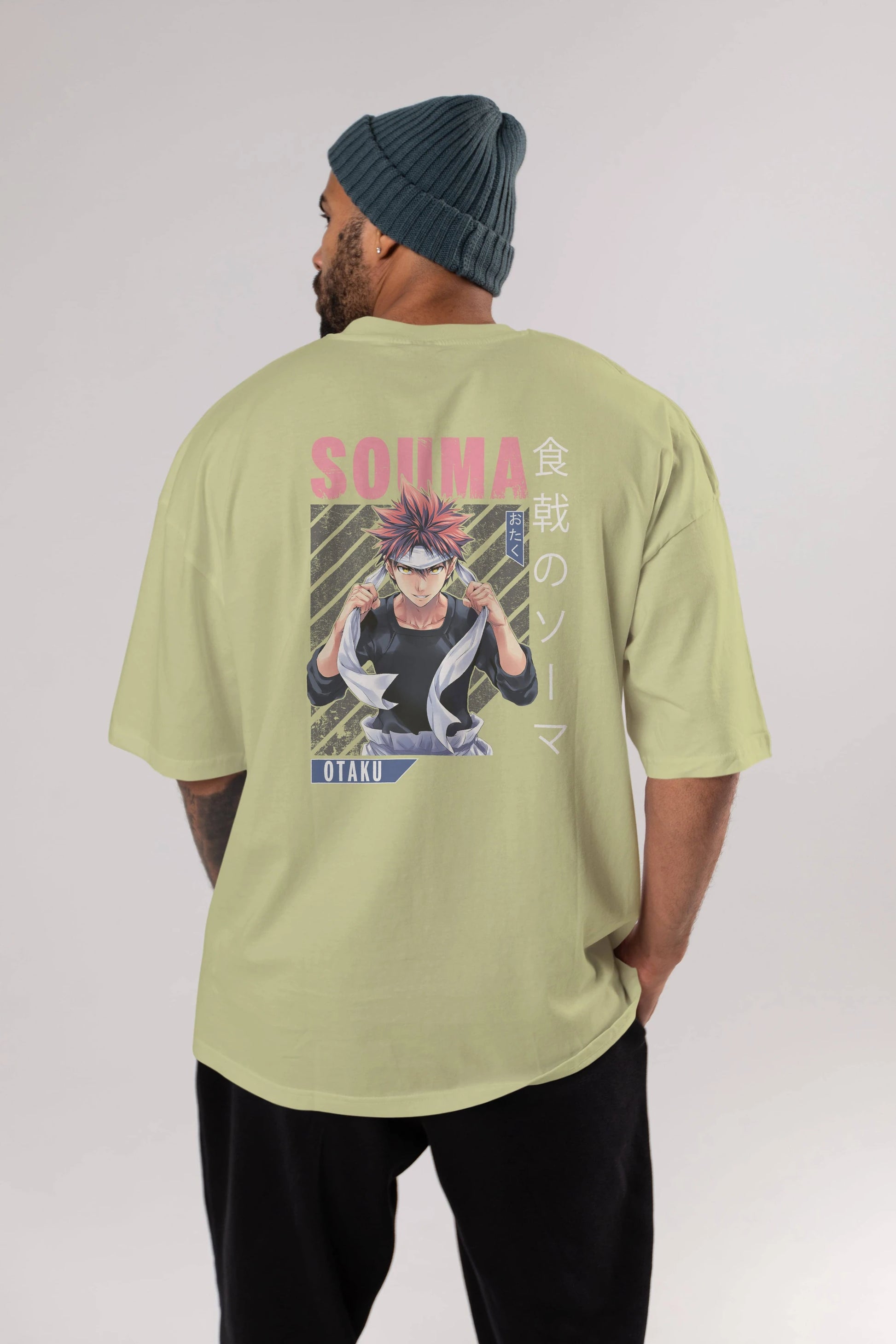Souma Yukihira 8 Anime Arka Baskılı Oversize t-shirt Erkek Kadın Unisex