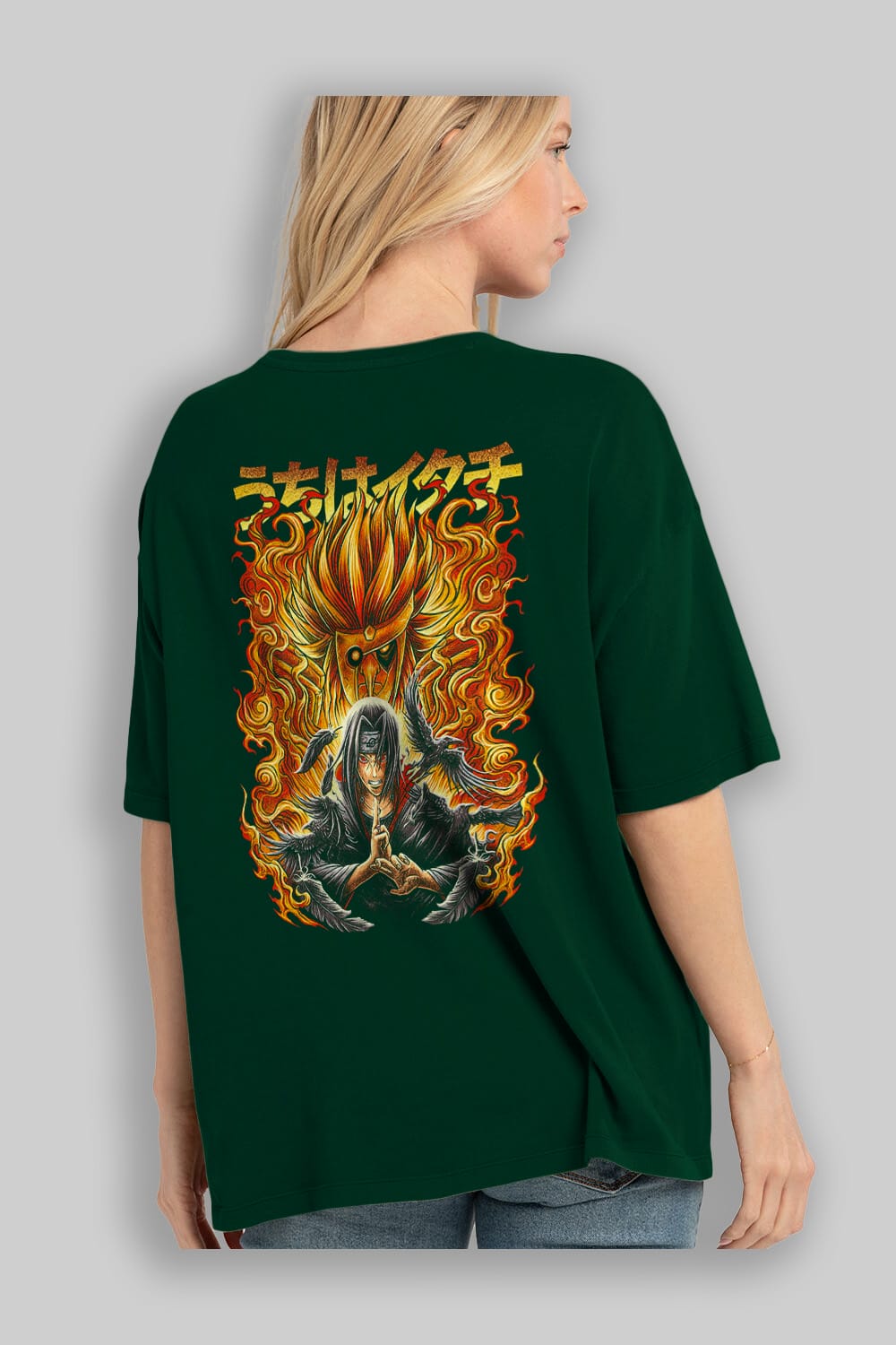 NARUTO ITACHI UCHIHA Anime Arka Baskılı Oversize t-shirt Erkek Kadın Unisex