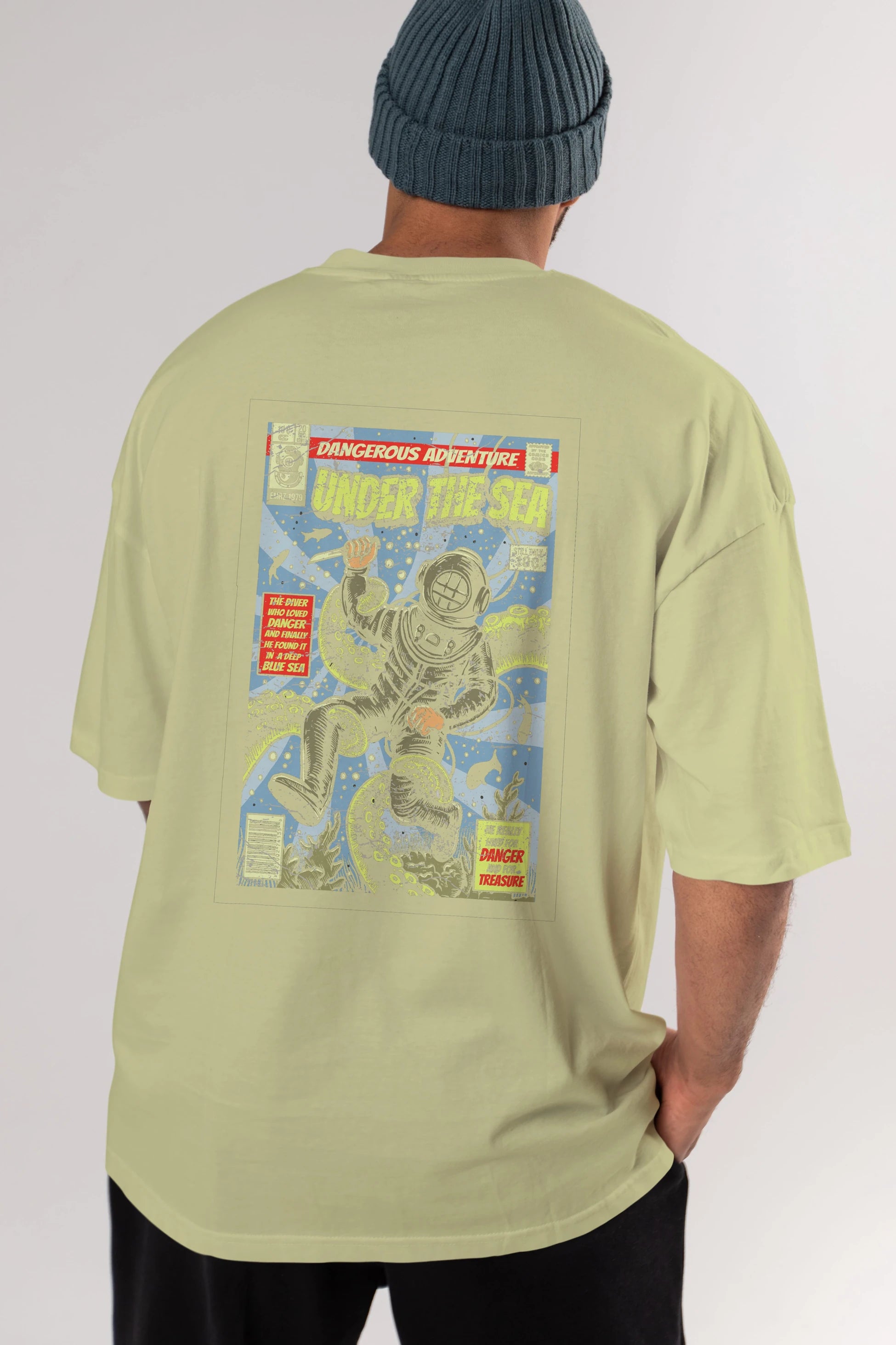 Under The Sea Arka Baskılı Oversize t-shirt Erkek Kadın Unisex %100 Pamuk