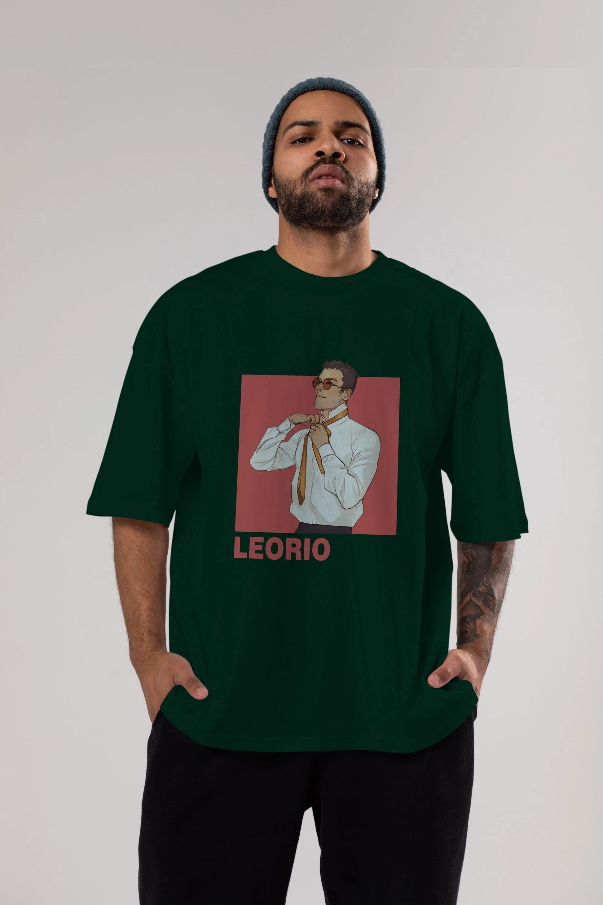 Leorio Paladiknight 5 Anime Ön Baskılı Oversize t-shirt %100 pamuk Erkek Kadın Unisex