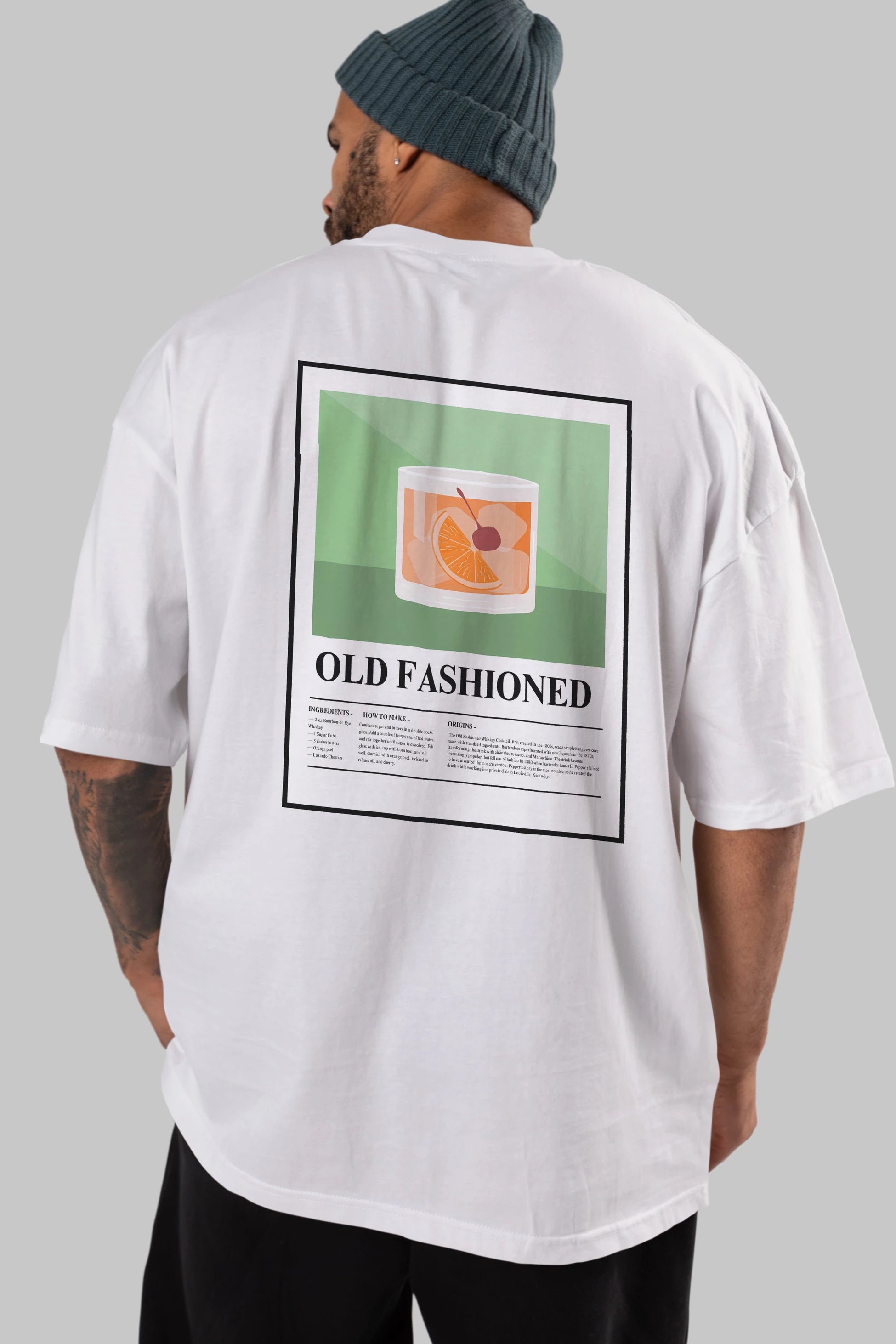 Old Fashioned Arka Baskılı Oversize t-shirt Erkek Kadın Unisex %100 Pamuk Bisiklet Yaka tişort