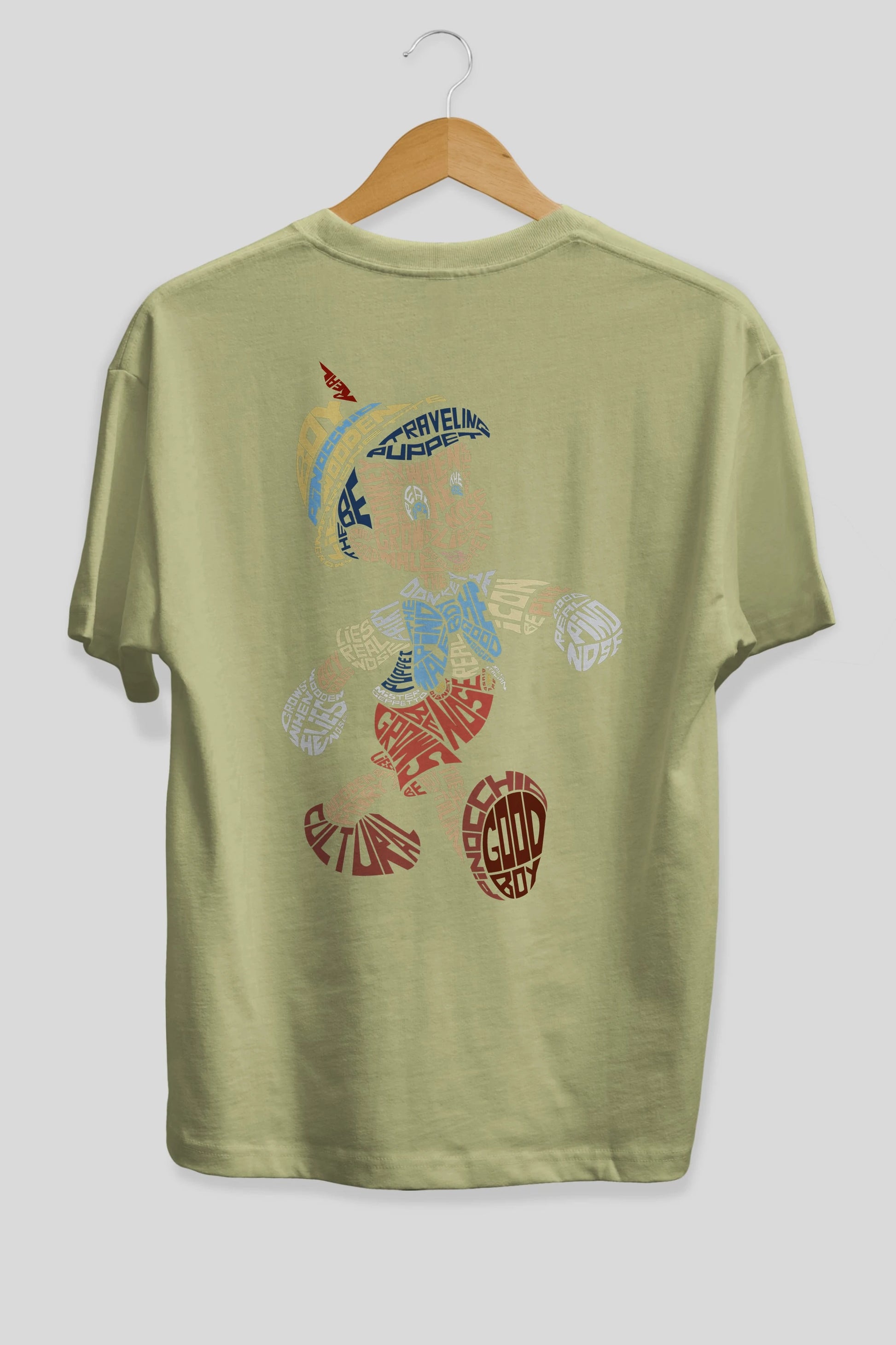 Pinokio Arka Baskılı Oversize t-shirt %100 pamuk Erkek Kadın Unisex