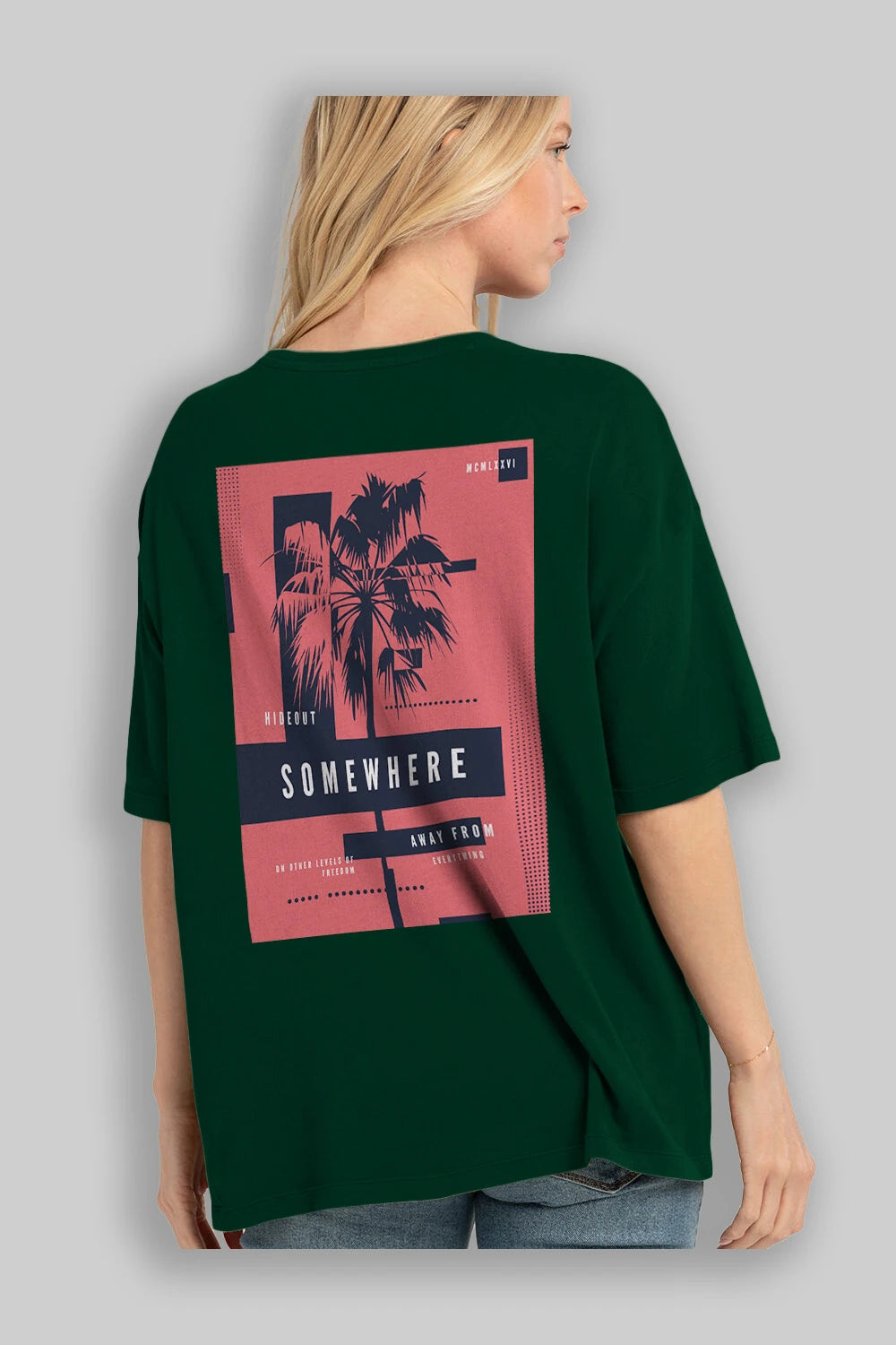 Hideout Somewhere Arka Baskılı Oversize t-shirt Erkek Kadın Unisex