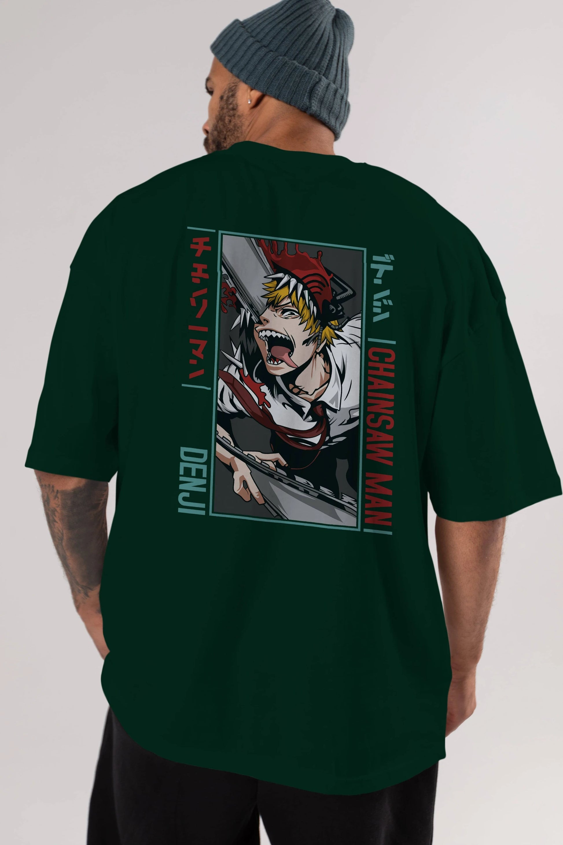 Denji Chainsaw Man Anime Arka Baskılı Oversize t-shirt Erkek Kadın Unisex