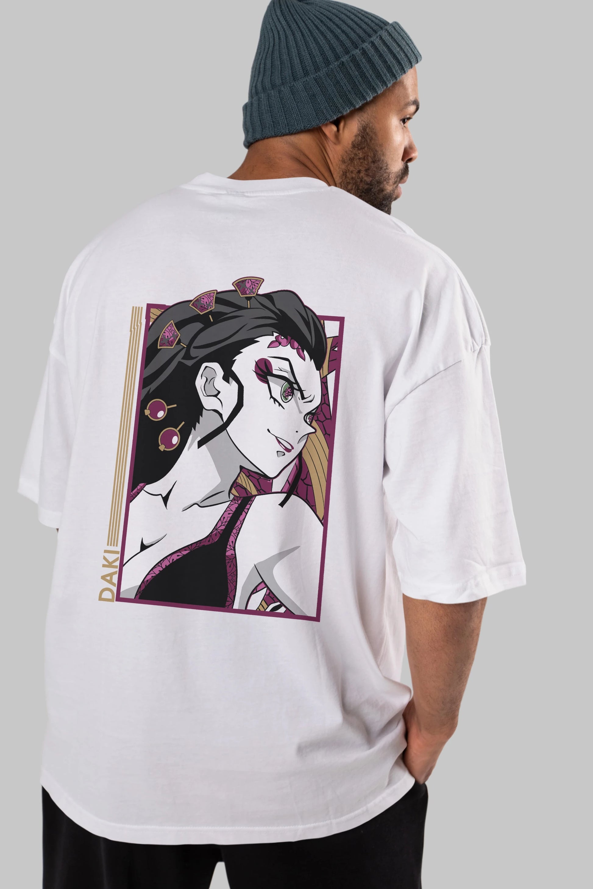 Daki DEMION SLAYER Anime Arka Baskılı Oversize t-shirt Erkek Kadın Unisex