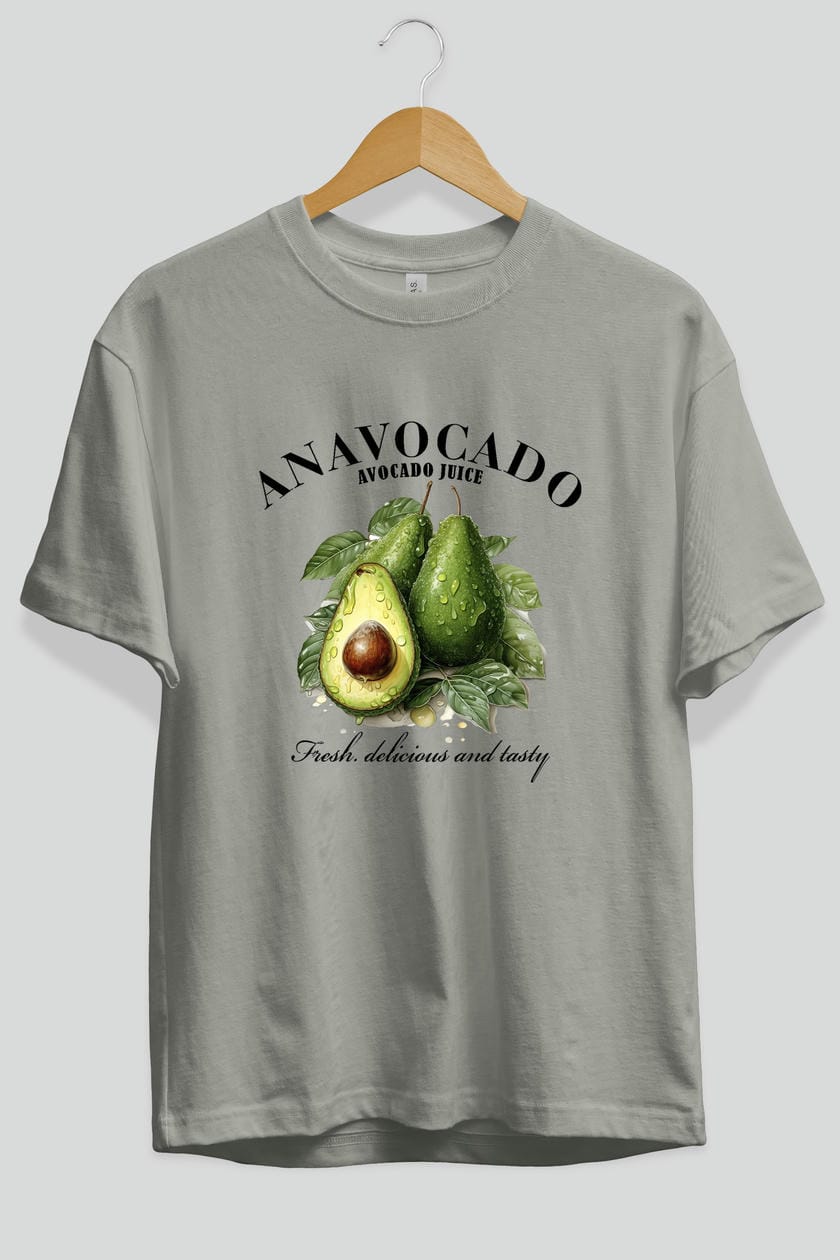 Avocado Avokado Ön Baskılı Oversize t-shirt Erkek Kadın Pamuk Bisiklet Yaka tişort