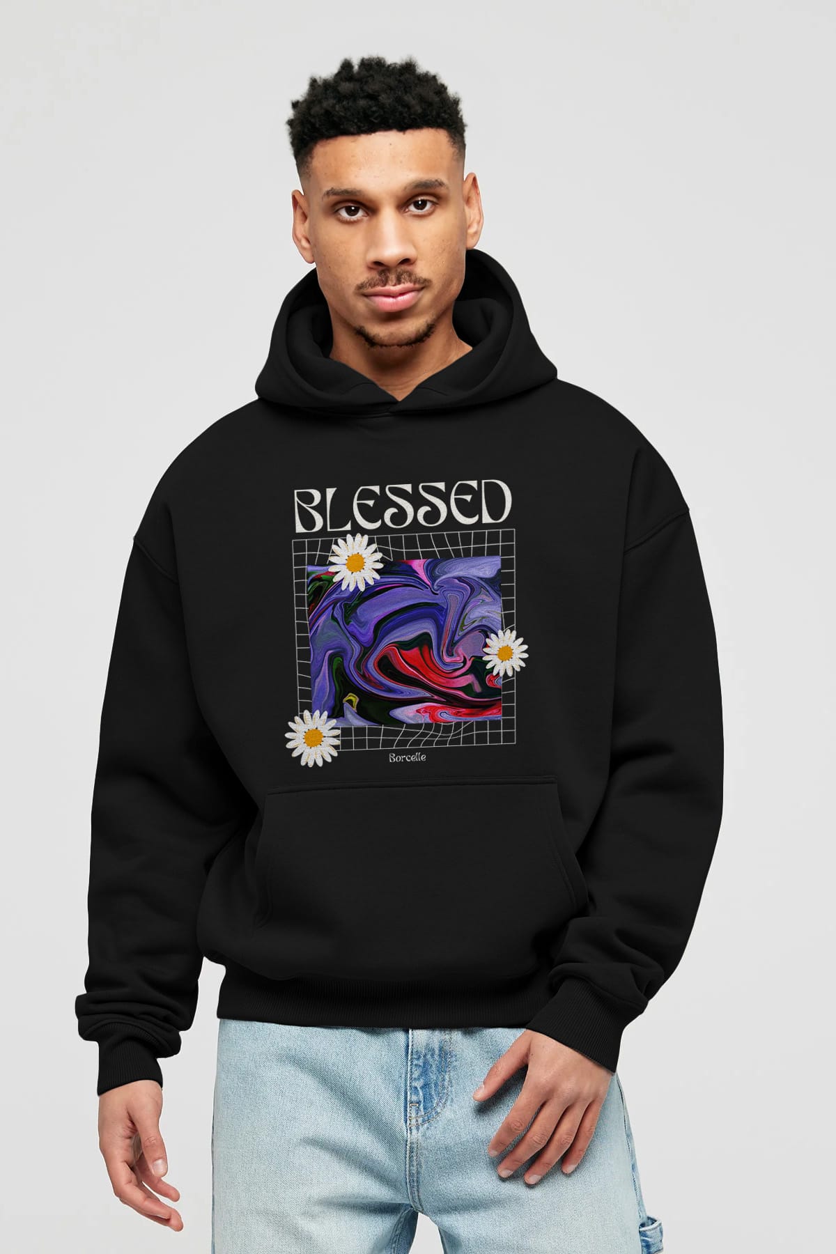Blessed Ön Baskılı Oversize Hoodie Kapüşonlu Sweatshirt Erkek Kadın Unisex