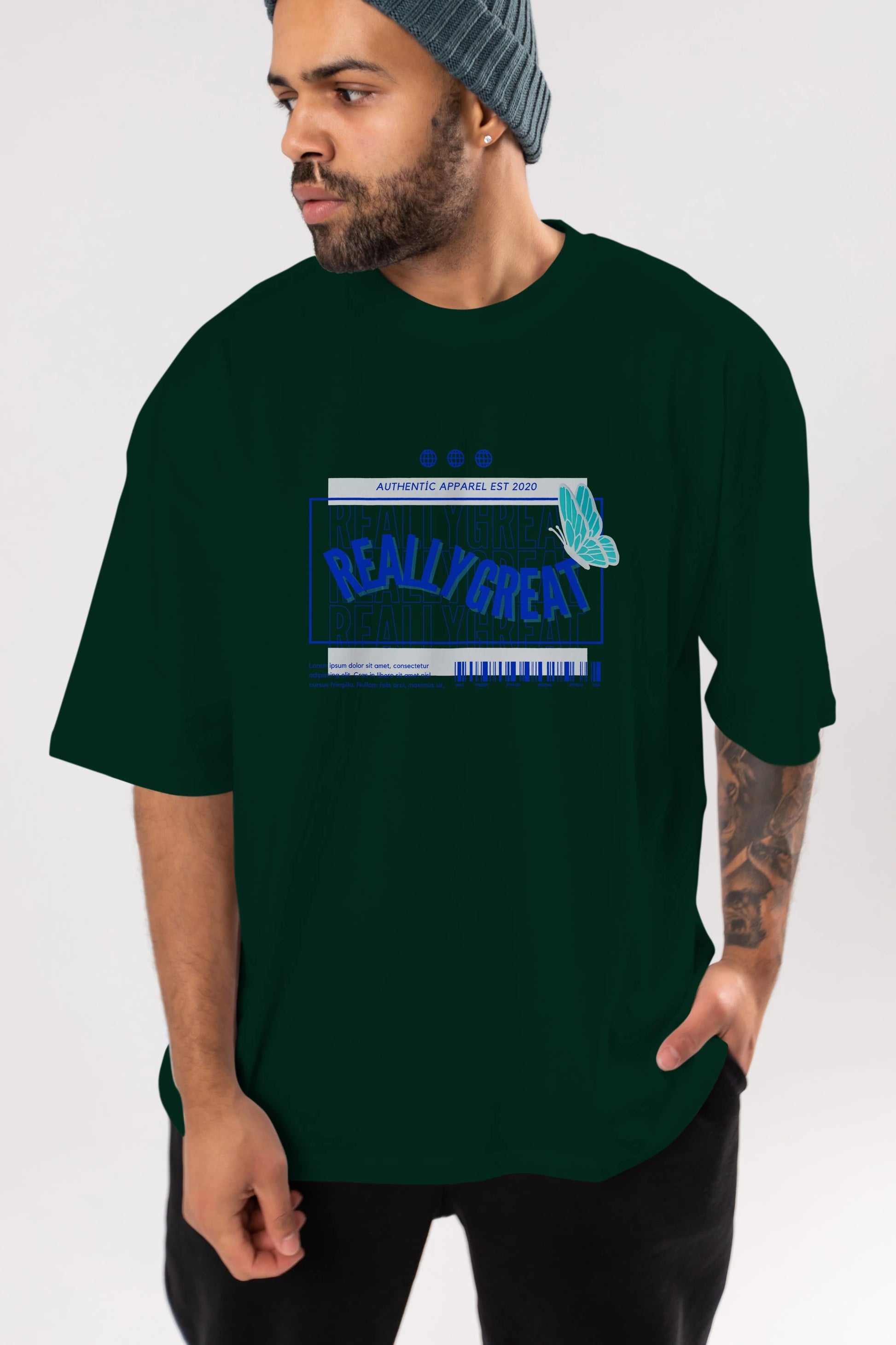 Really Great Yazılı Ön Baskılı Oversize t-shirt Erkek Kadın Unisex