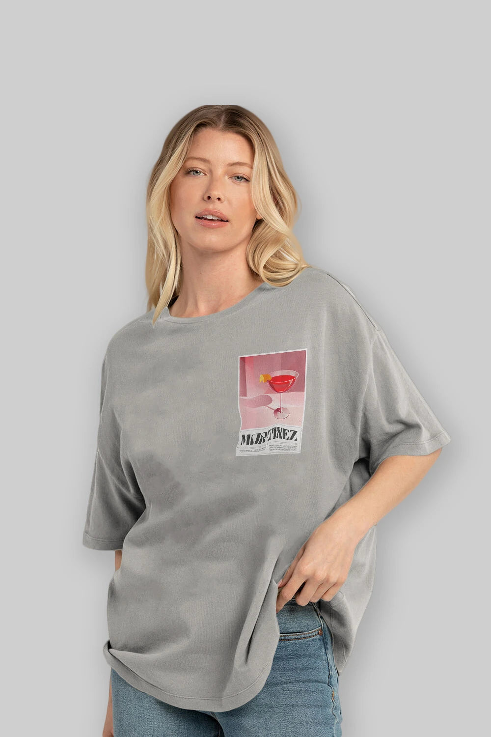 Martinez Ön Sol Baskılı Oversize t-shirt Erkek Kadın Unisex %100 Pamuk Bisiklet Yaka tişort