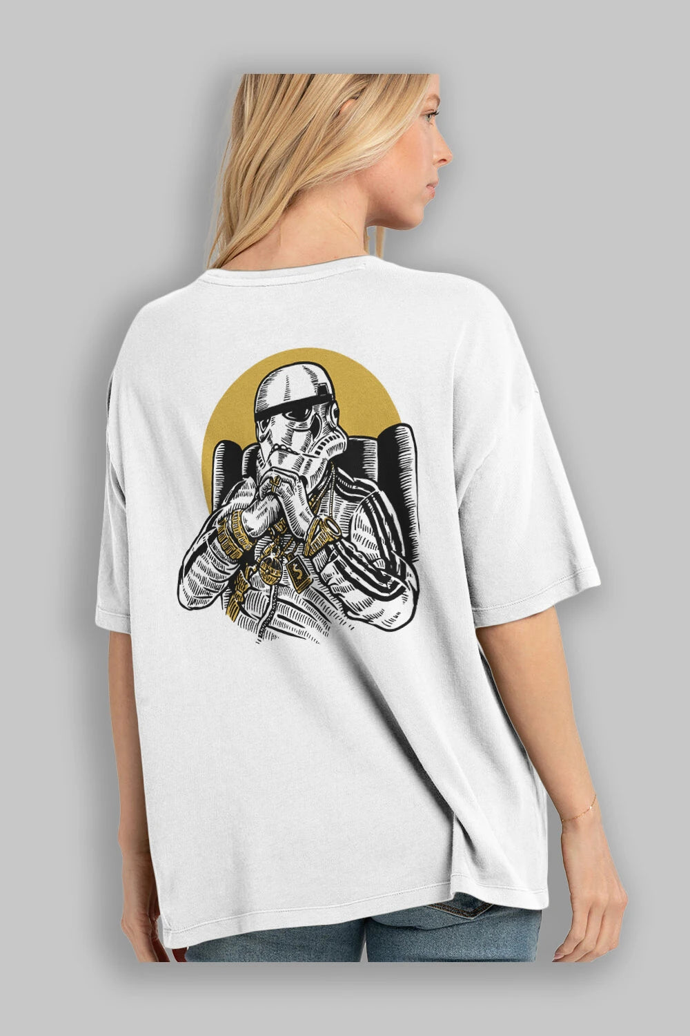 Trooper Dee Jay Arka Baskılı Oversize t-shirt Erkek Kadın Unisex %100 Pamuk