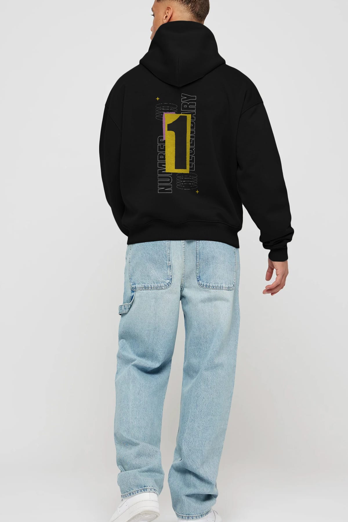 Number 1 Yazılı Arka Baskılı Oversize Hoodie Kapüşonlu Sweatshirt Erkek Kadın Unisex