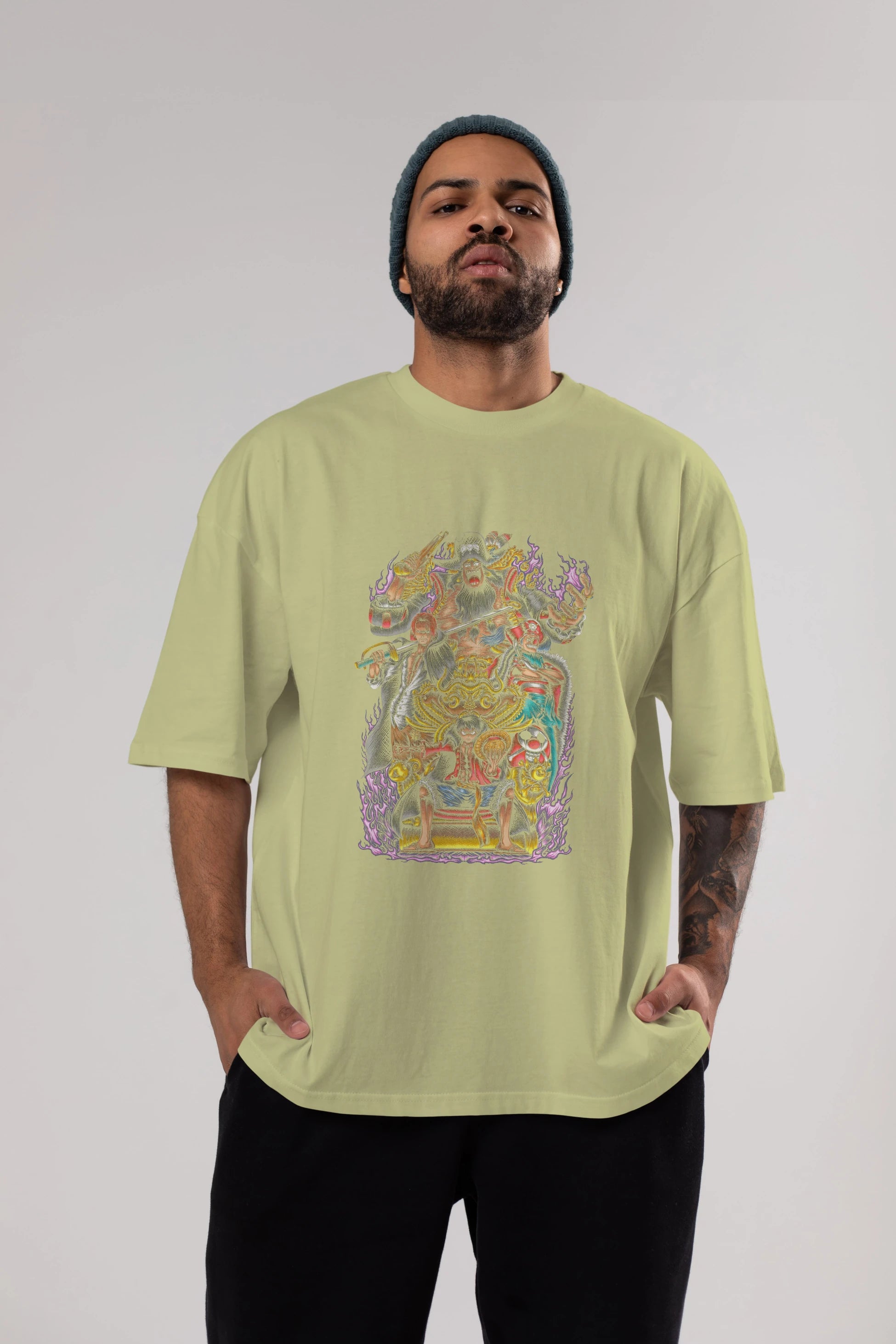 ONE PIECE (8) Anime Ön Baskılı Oversize t-shirt %100 pamuk Erkek Kadın Unisex