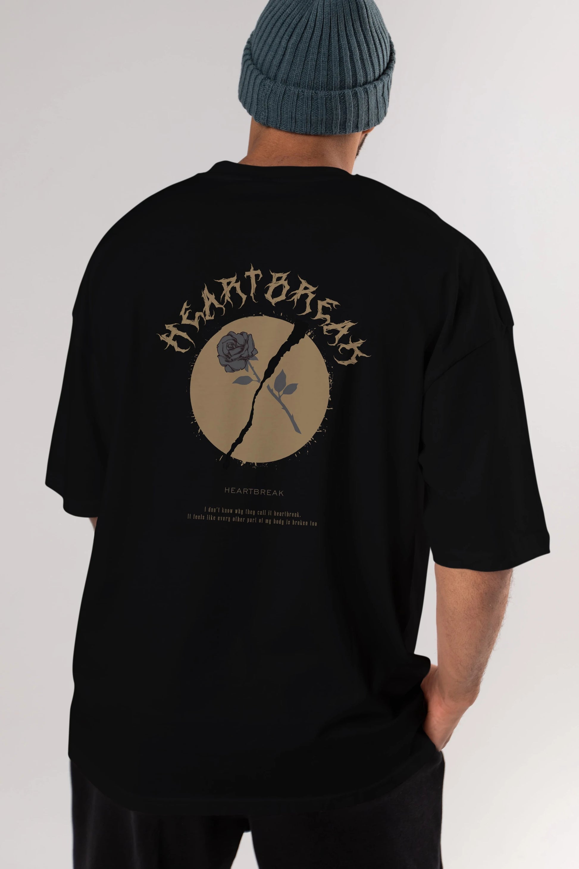 Heartbreak Arka Baskılı Oversize t-shirt Erkek Kadın Unisex