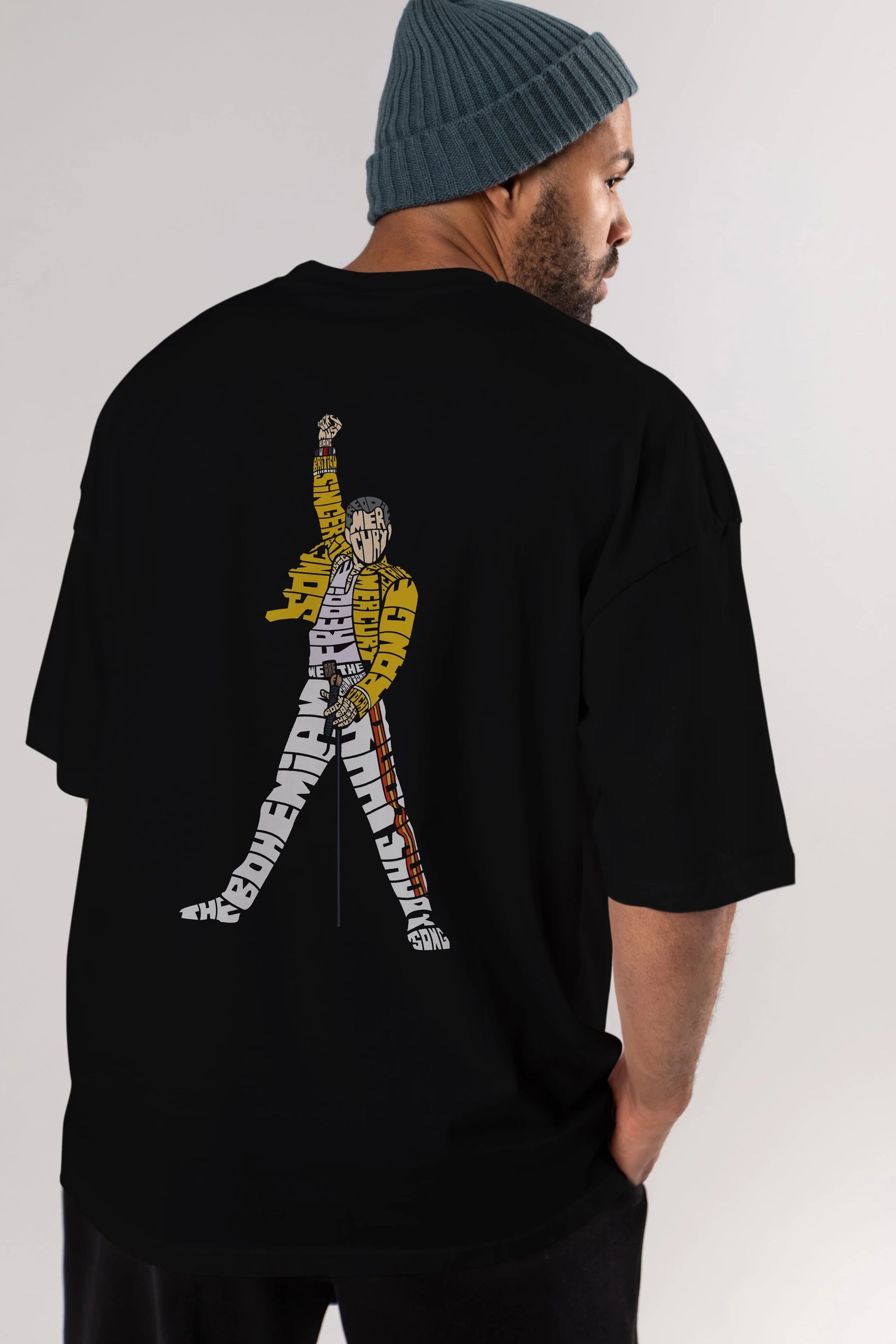 Freddy Mercury Arka Baskılı Oversize t-shirt %100 pamuk Erkek Kadın Unisex