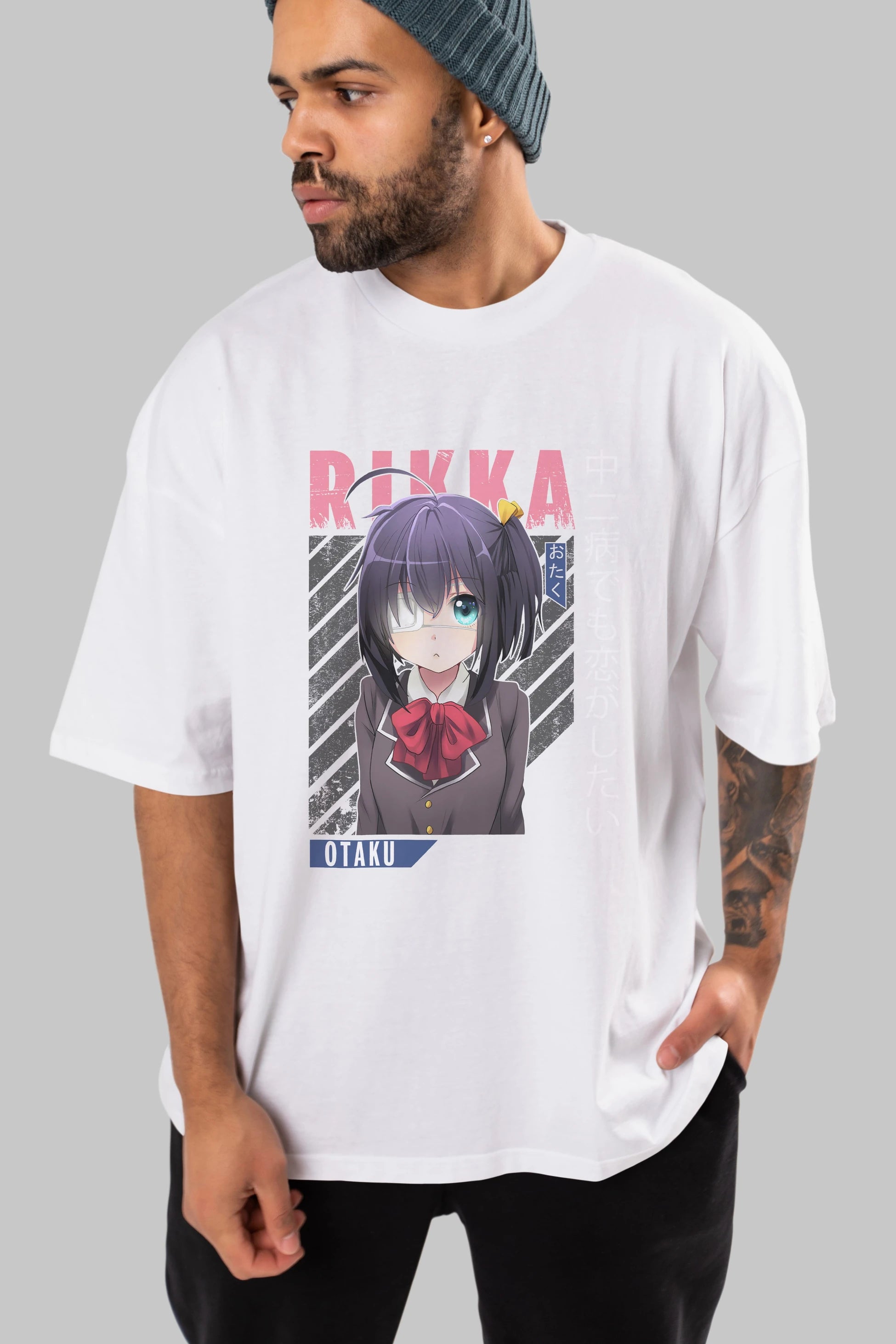 Rikka Takanashi 9 Anime Ön Baskılı Oversize t-shirt %100 pamuk Erkek Kadın Unisex